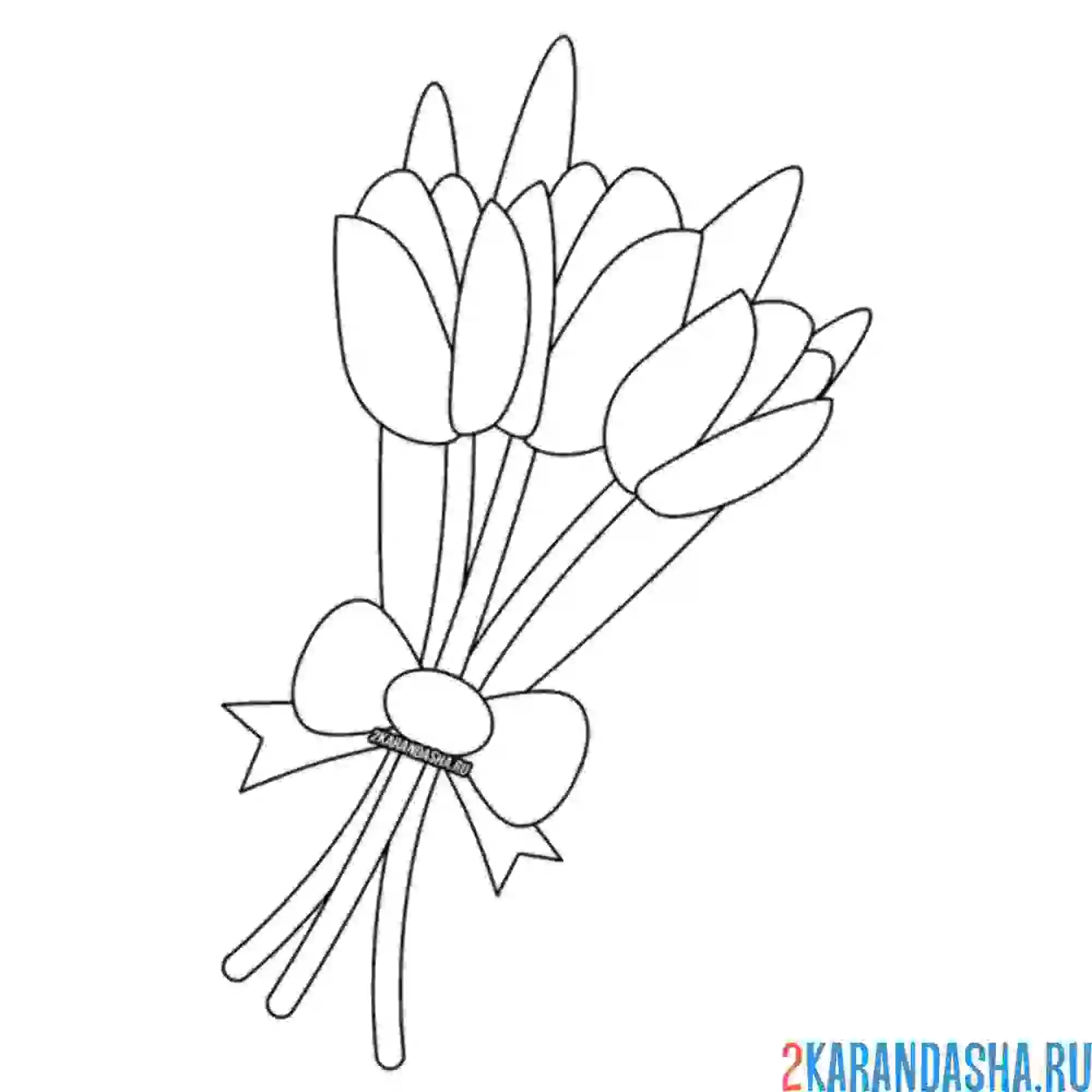 Раскраска букет тюльпанов