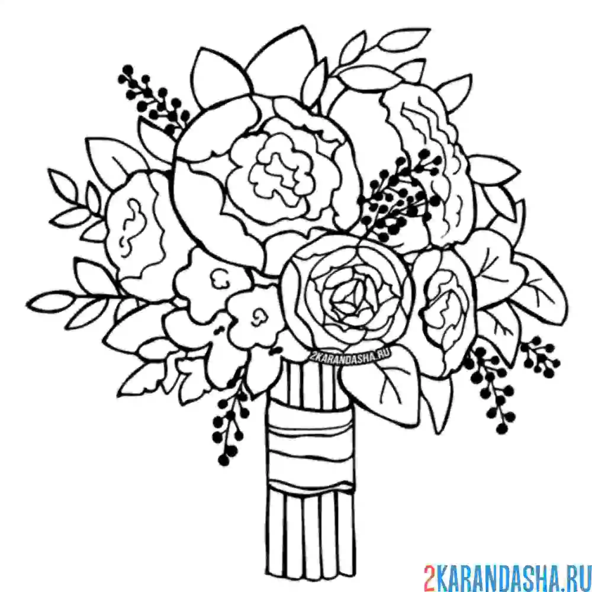Раскраска свадебный букет