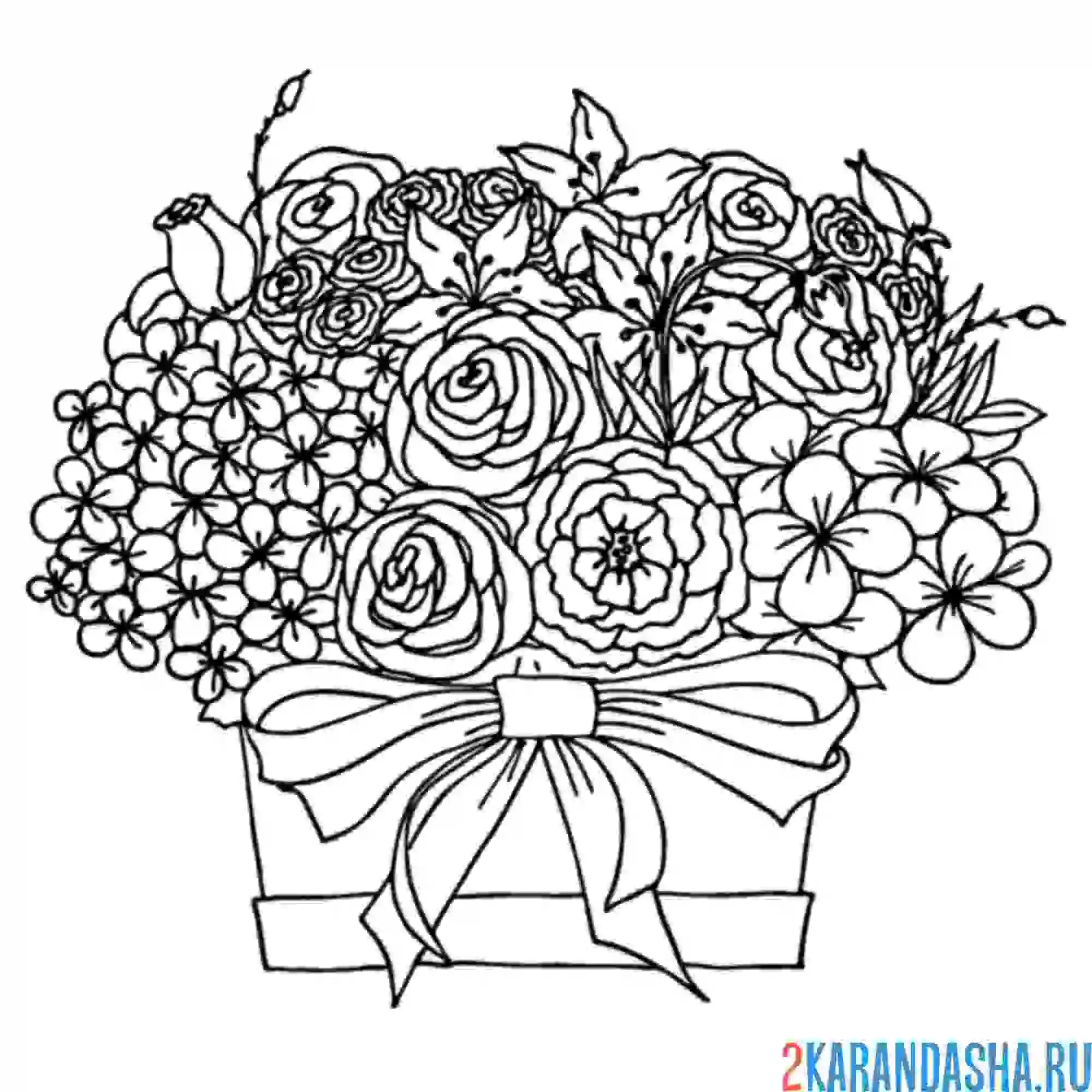 Раскраска корзинка с цветами