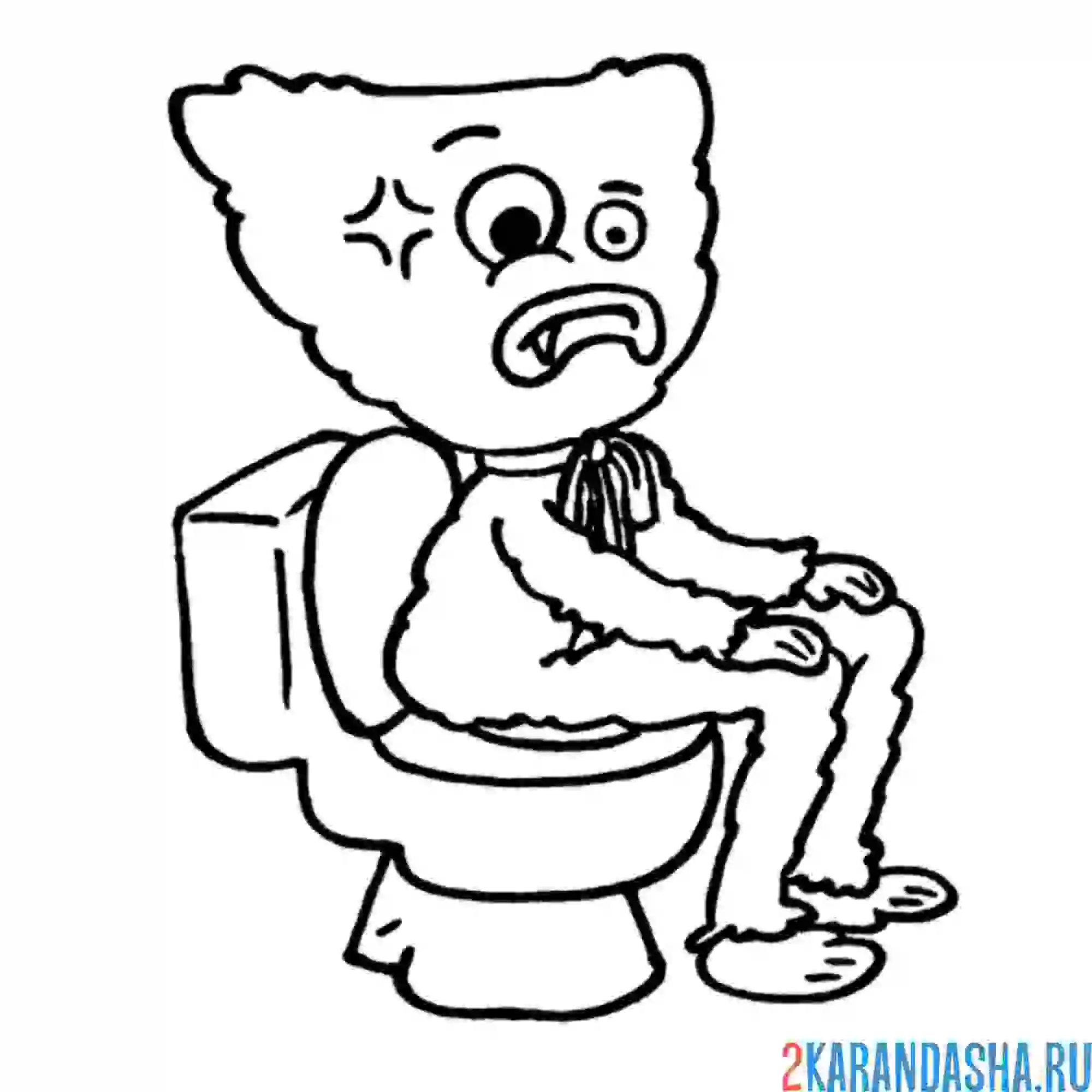 Раскраска хагги вагги на унитазе