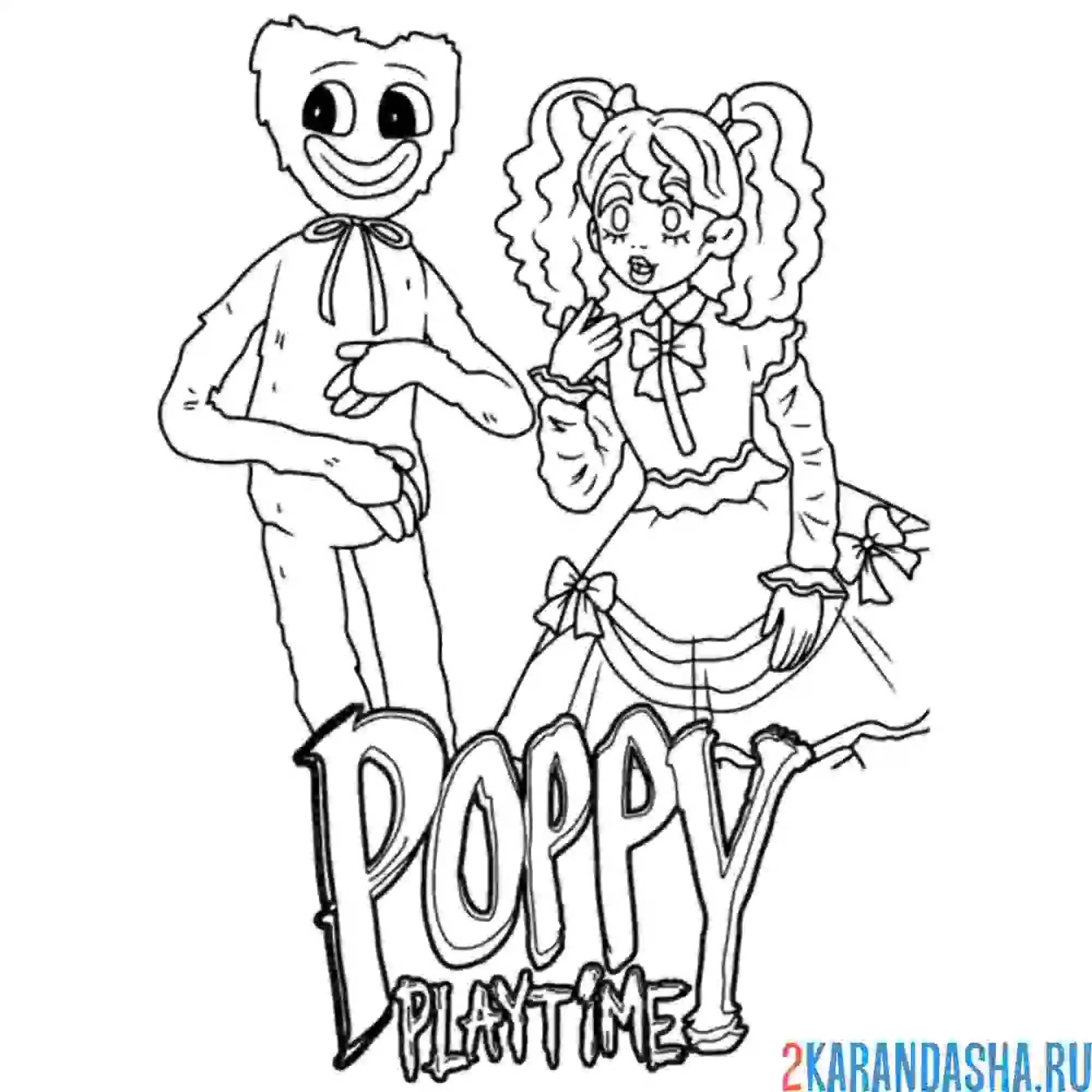 Раскраска поппи плейтайм хагги вагги с куклой