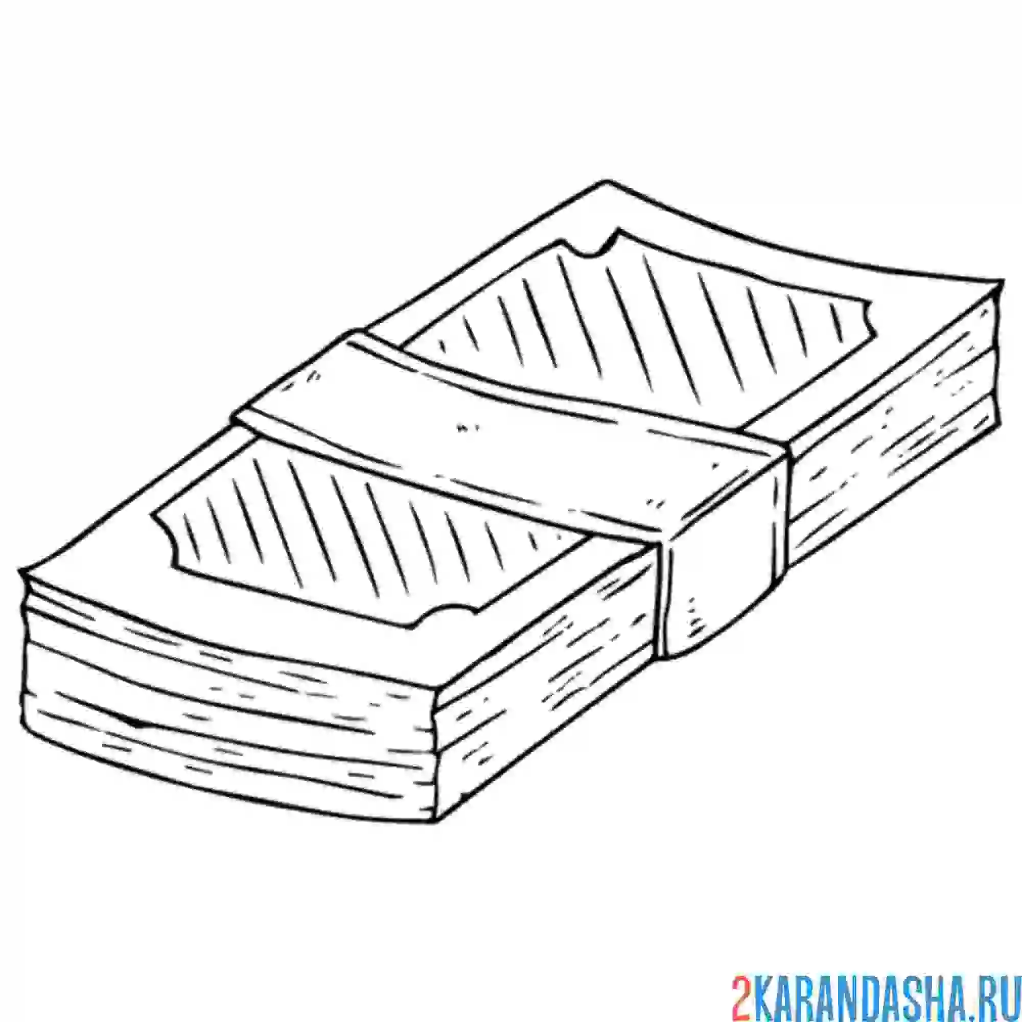 Раскраска стопка бумажных денег