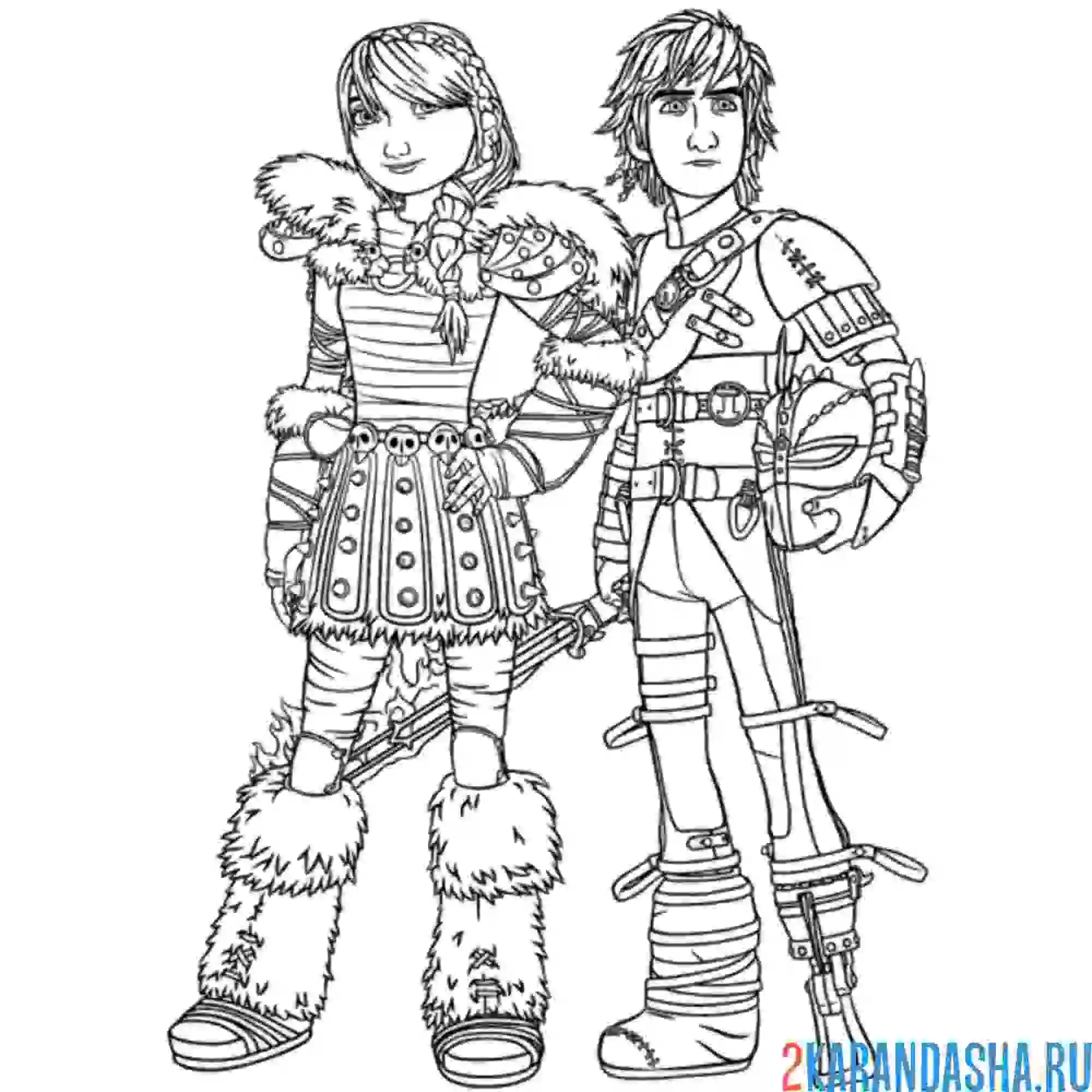 Раскраска астрид и иккинг