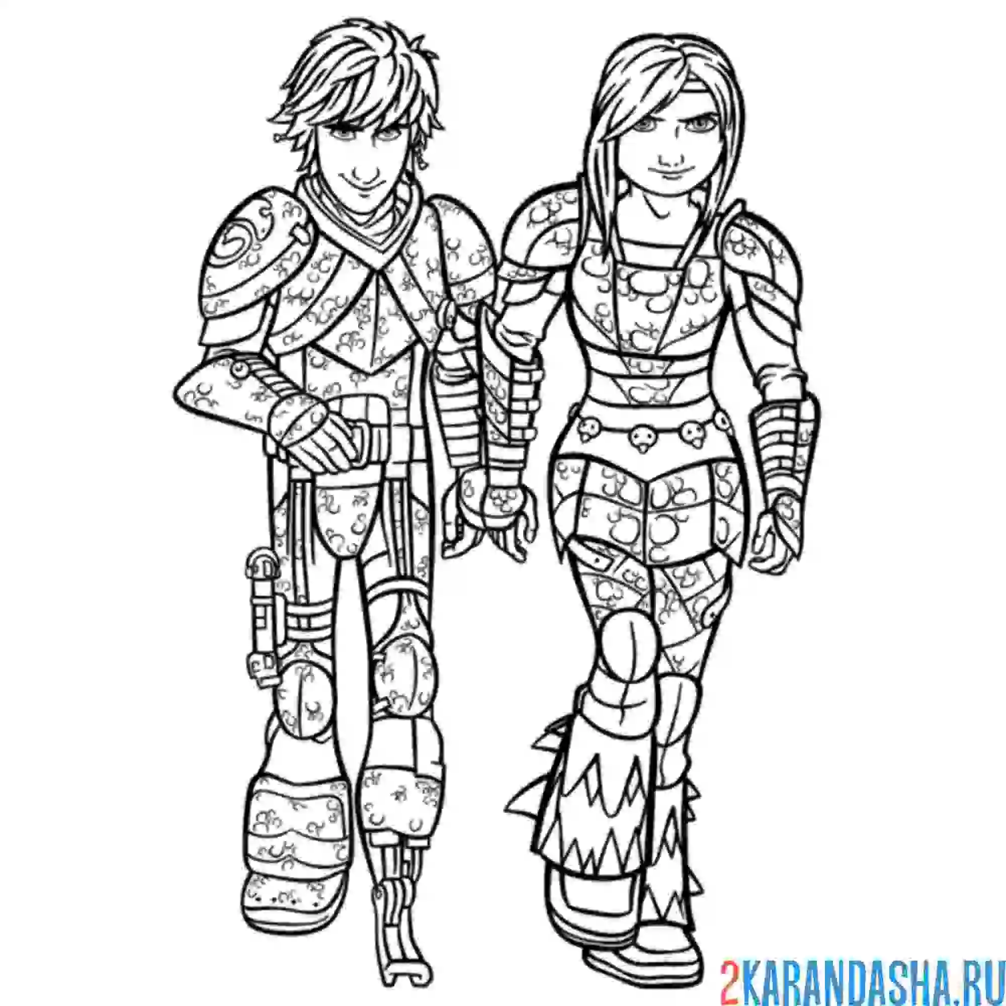 Раскраска два воина иккинг и астрид