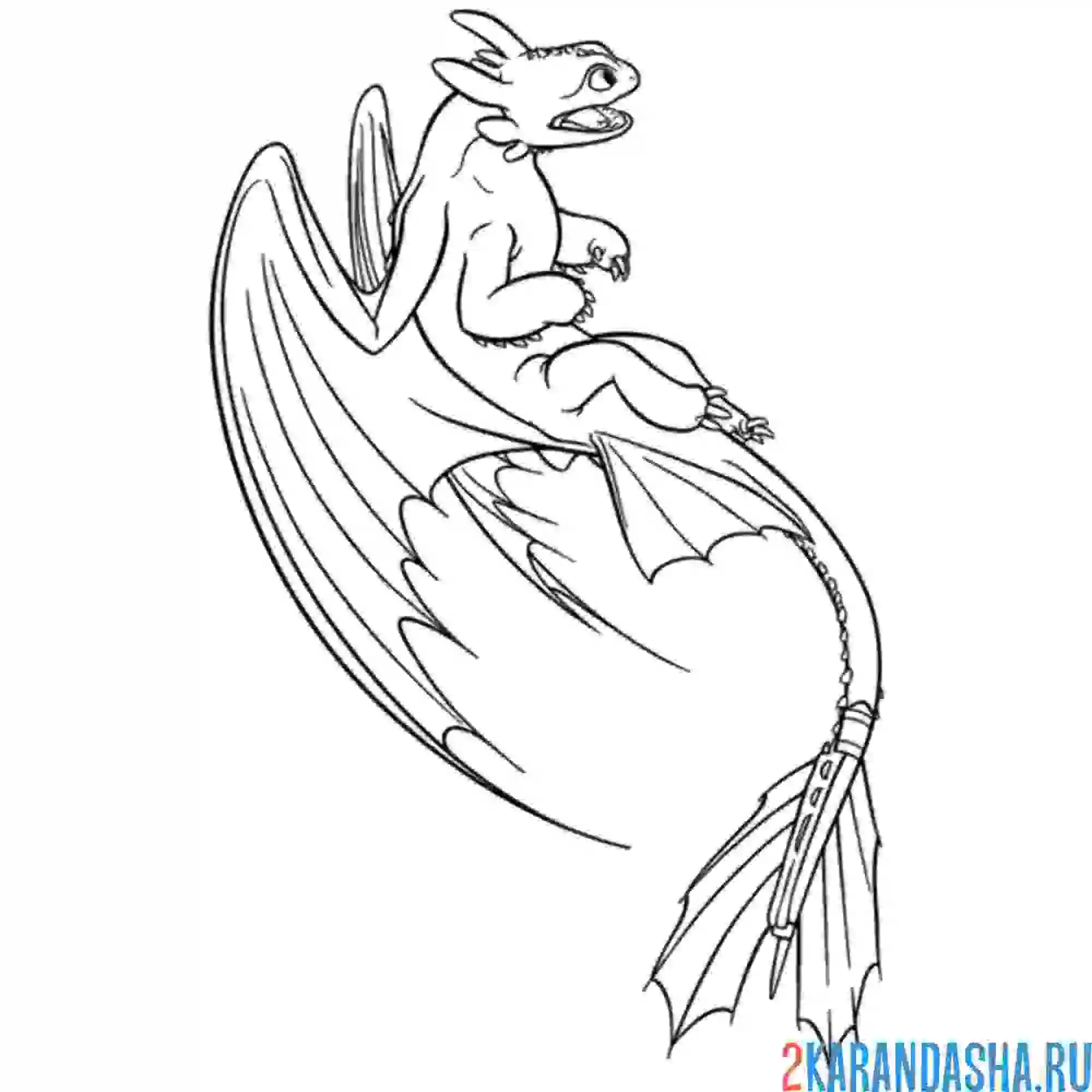Раскраска беззубик в небе