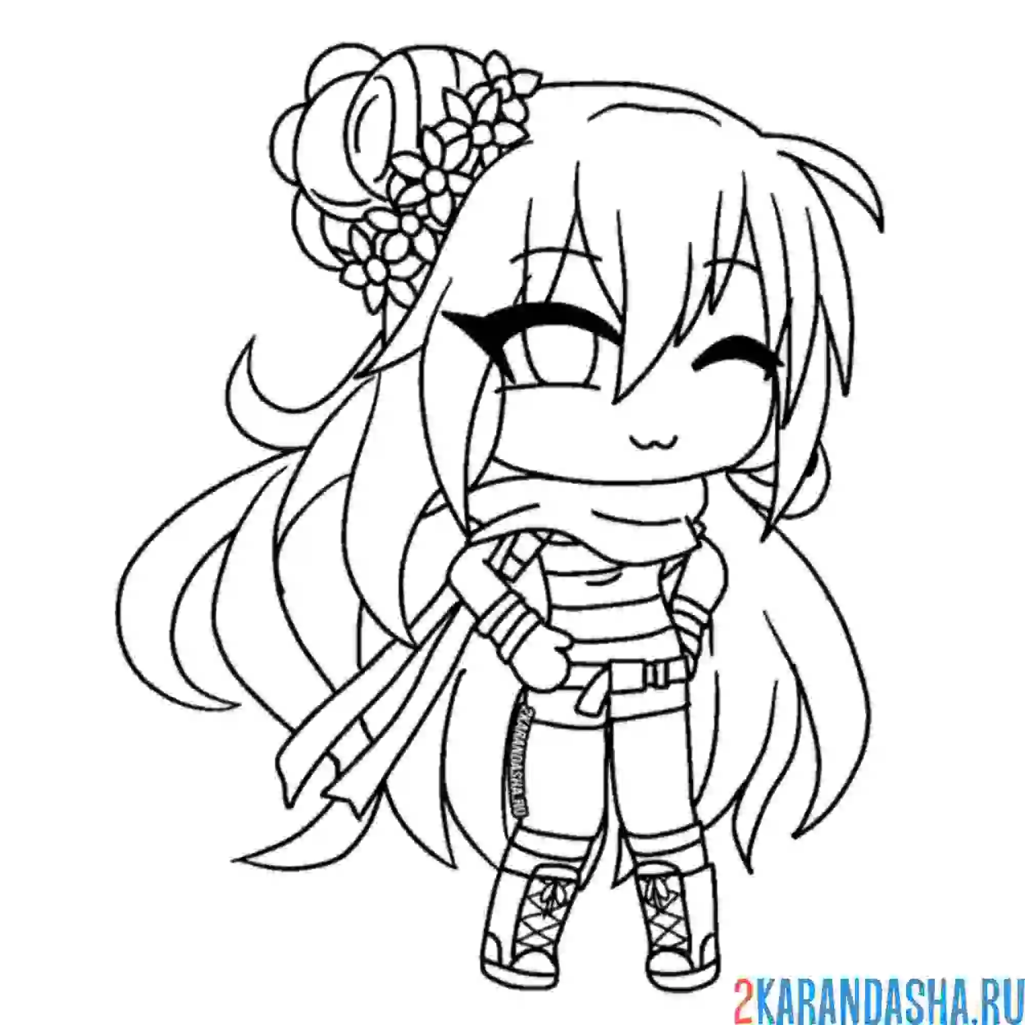 Раскраска гача лайф аниме-девочка