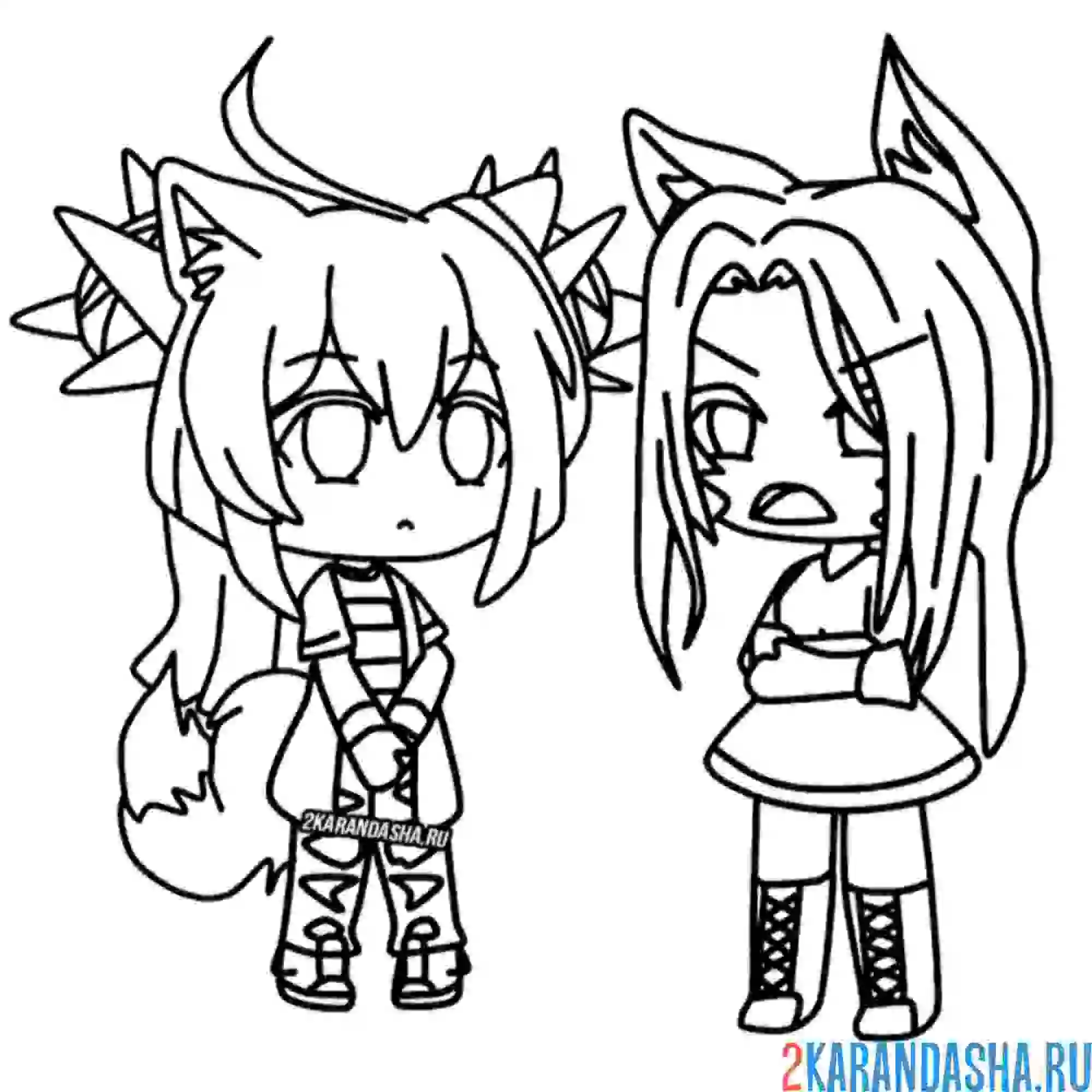 Раскраска гача лайф два персонажа