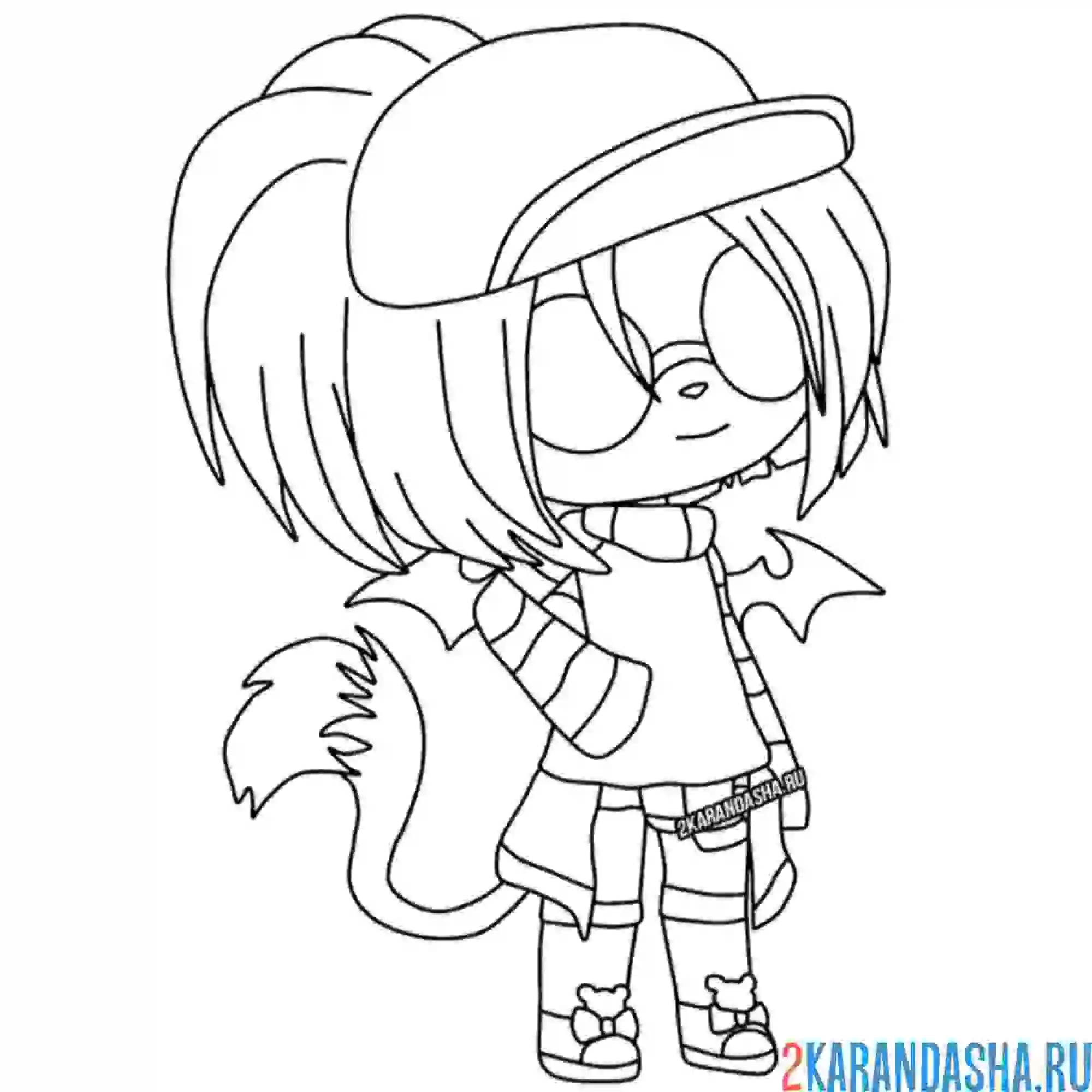 Раскраска гача лайф с хвостиком животного