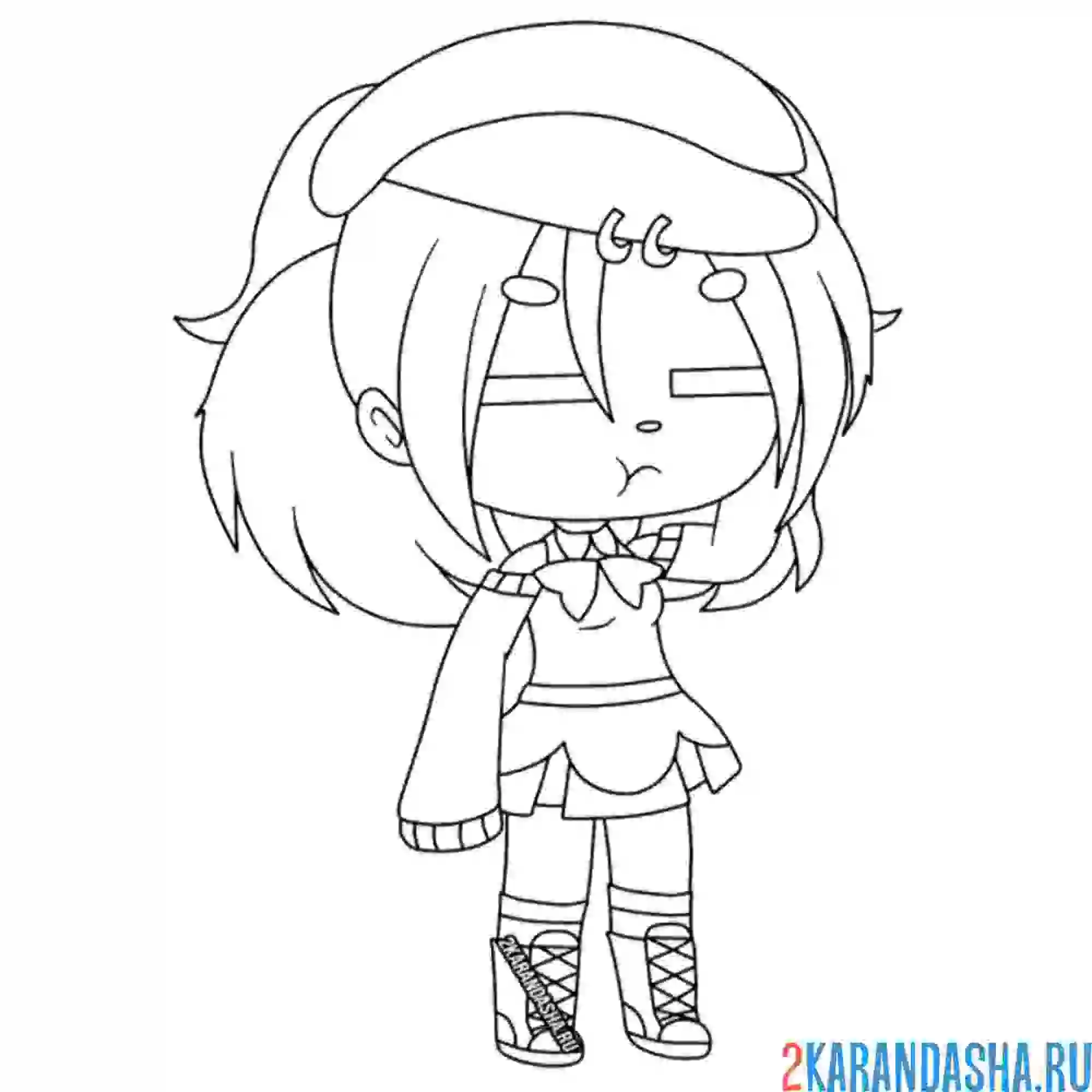 Раскраска гача лайф девочка в кепке