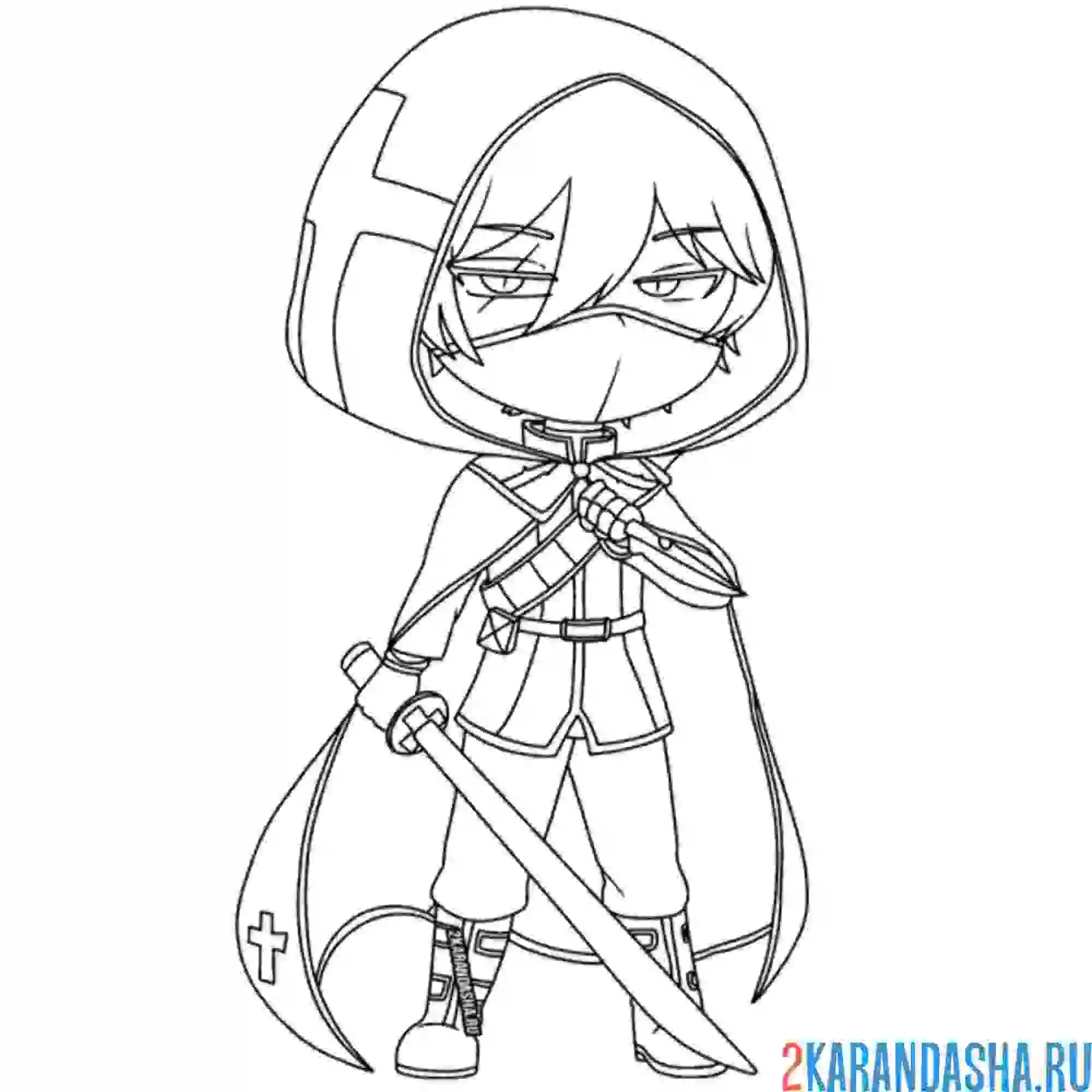 Раскраска гача лайф мальчик боец