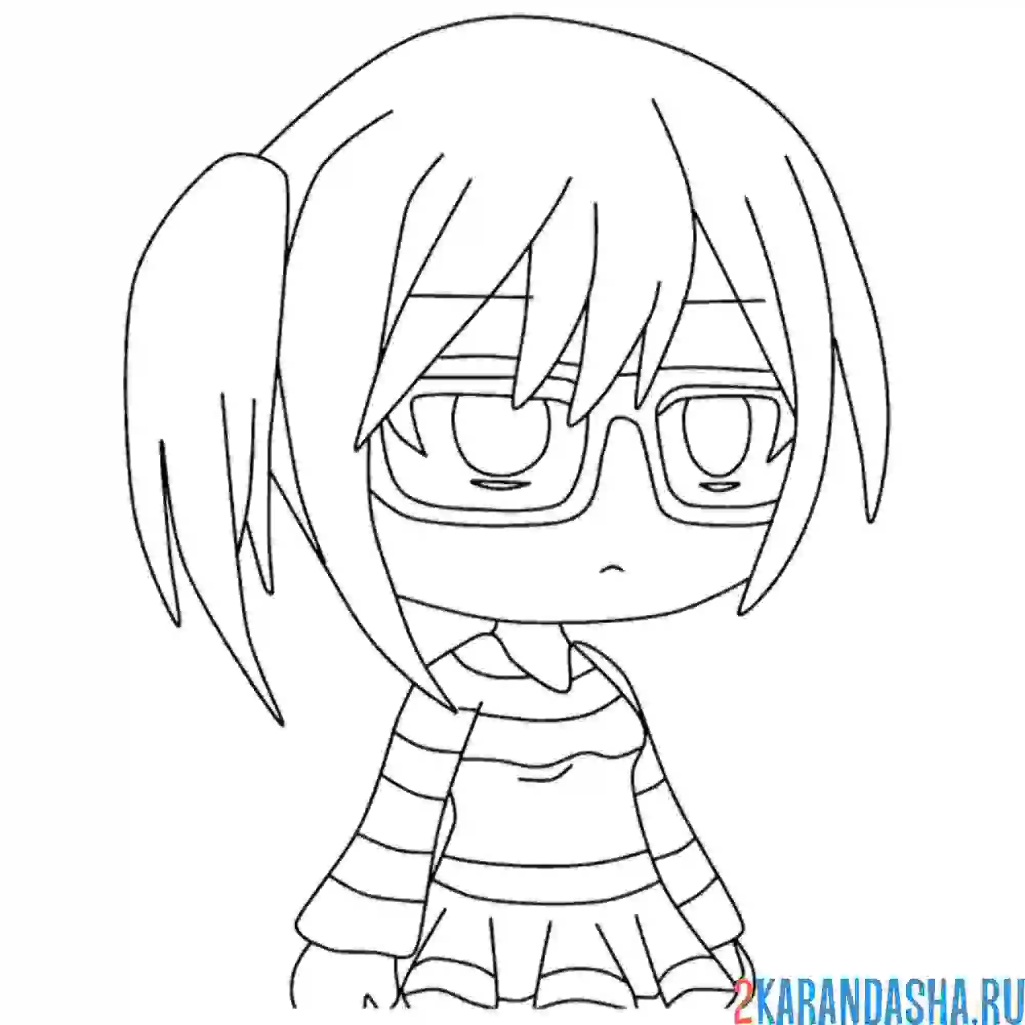 Раскраска гача лайф аниме девочка в очках