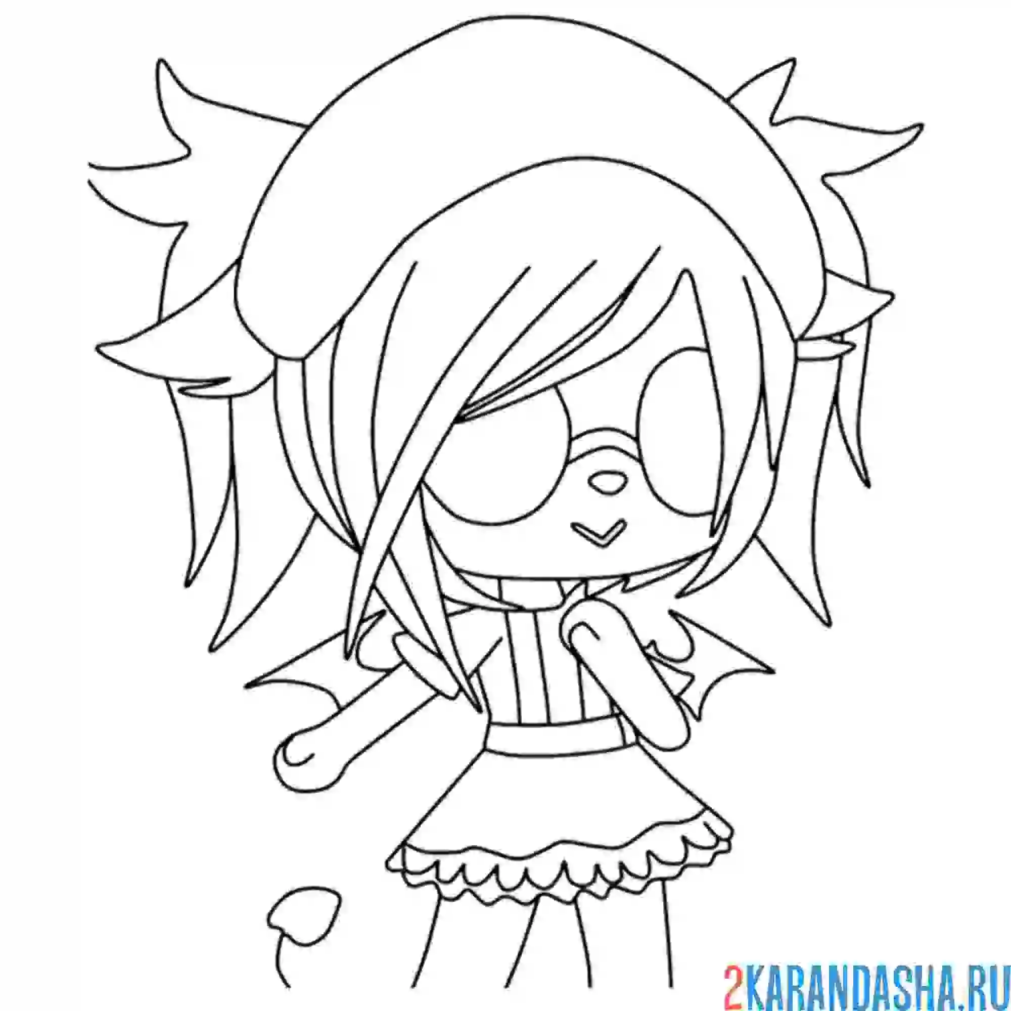 Раскраска гача лайф девочка с двумя хвостиками