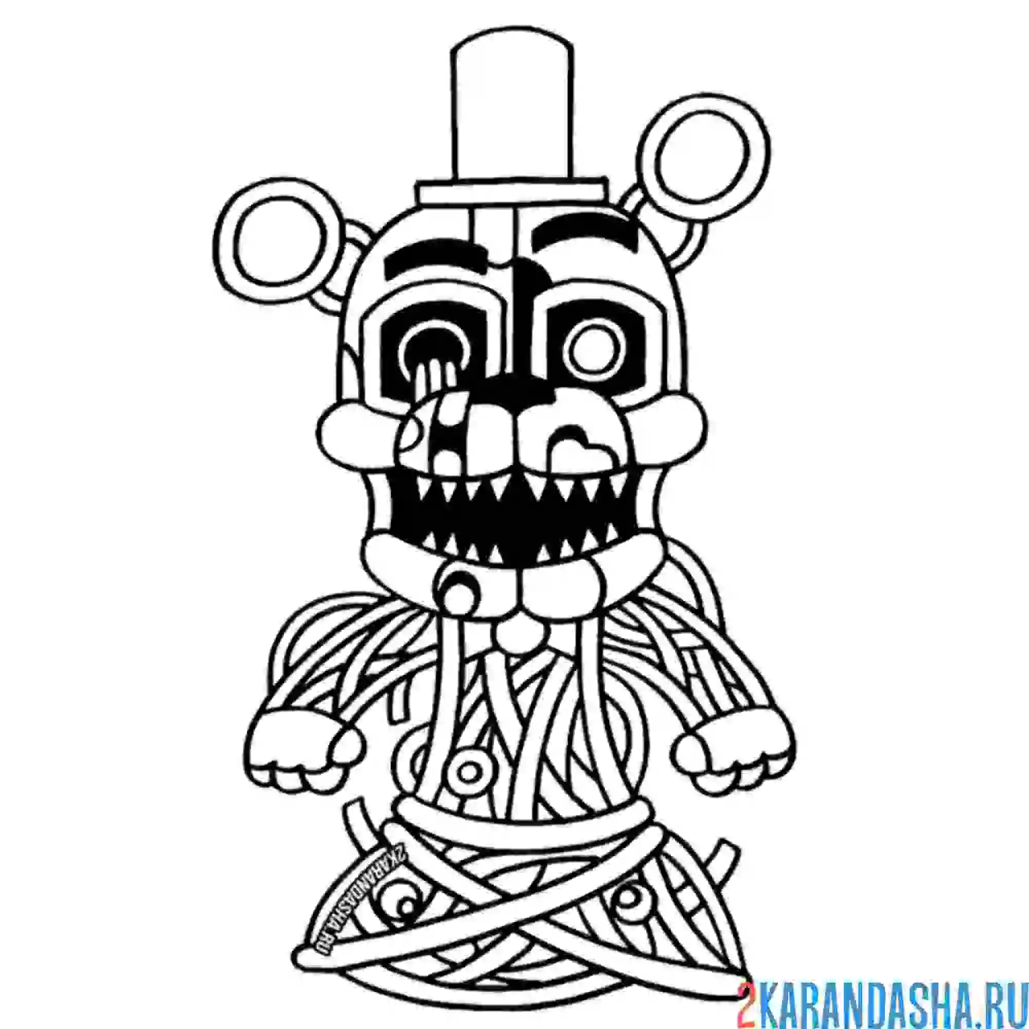 Раскраска расплавленный фредди молтен