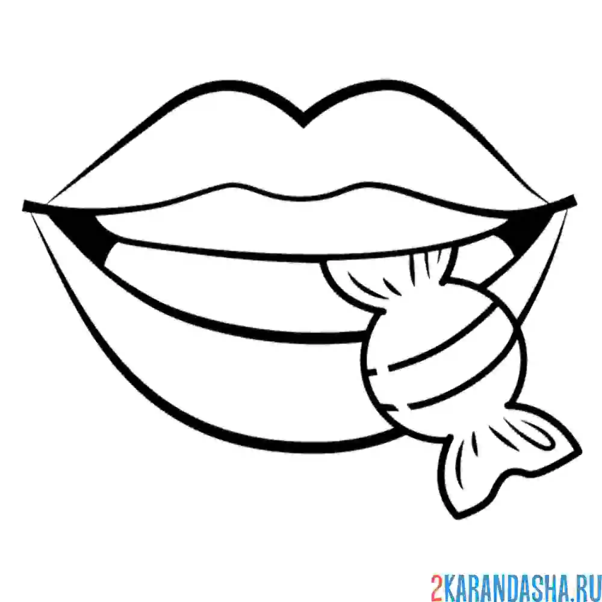 Раскраска губы с конфеткой