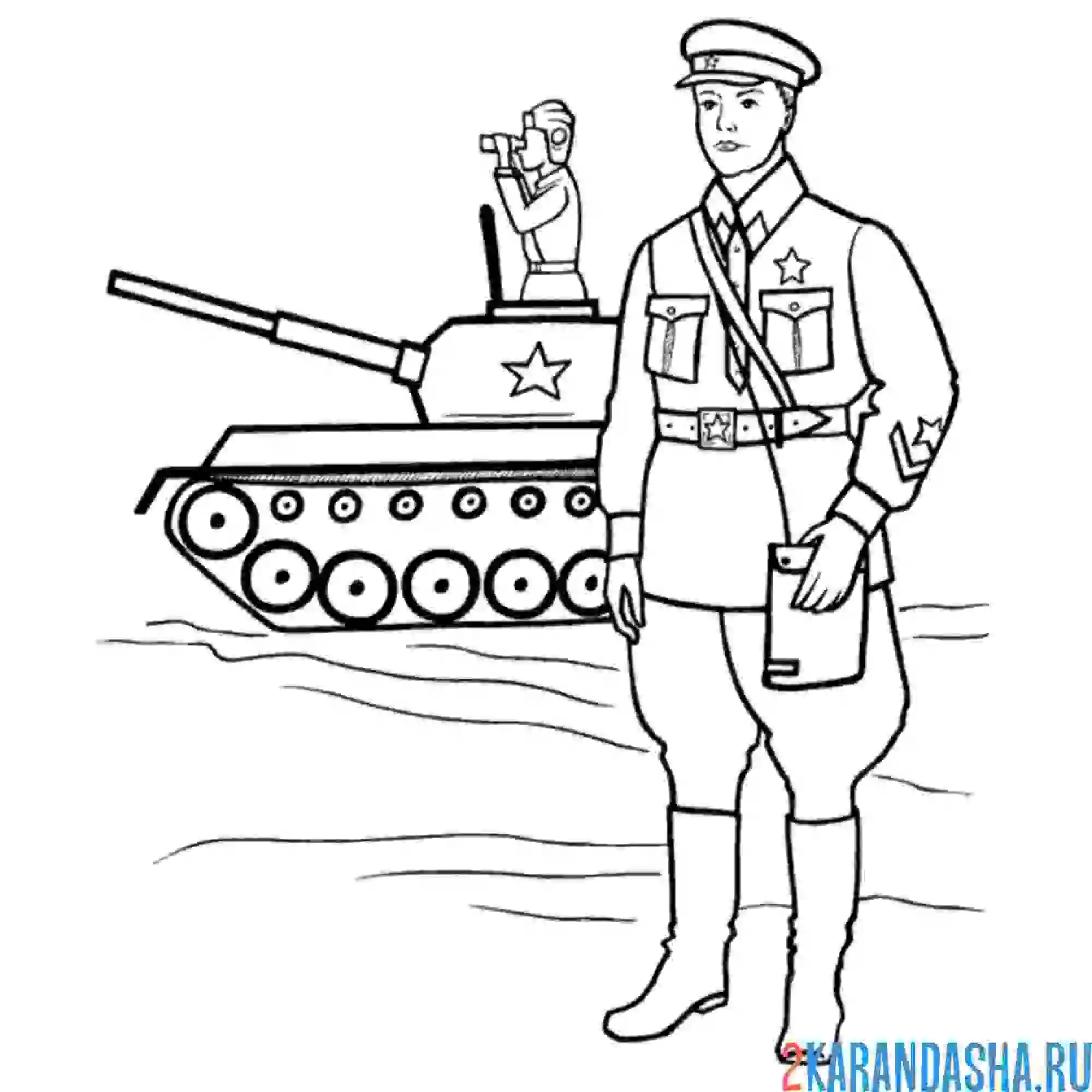 Раскраска танкисты на войне