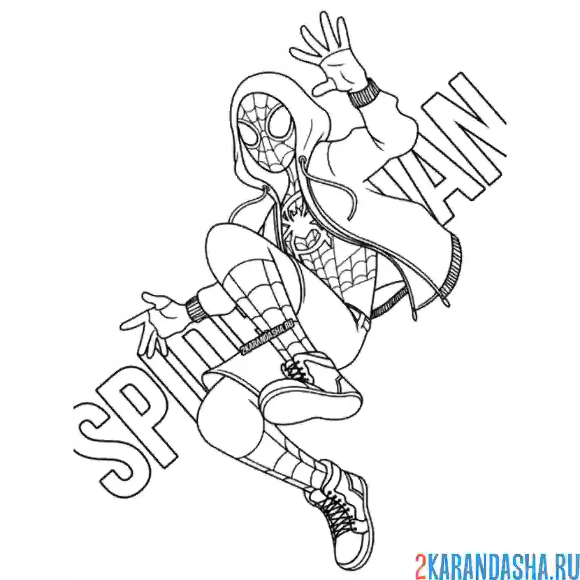 Раскраска человек-паук в обычной одежде