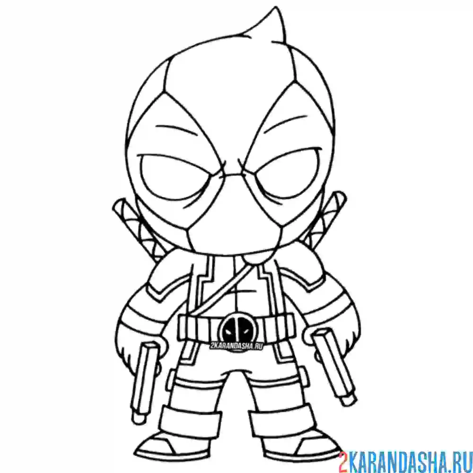 Раскраска дэдпул мультяшка