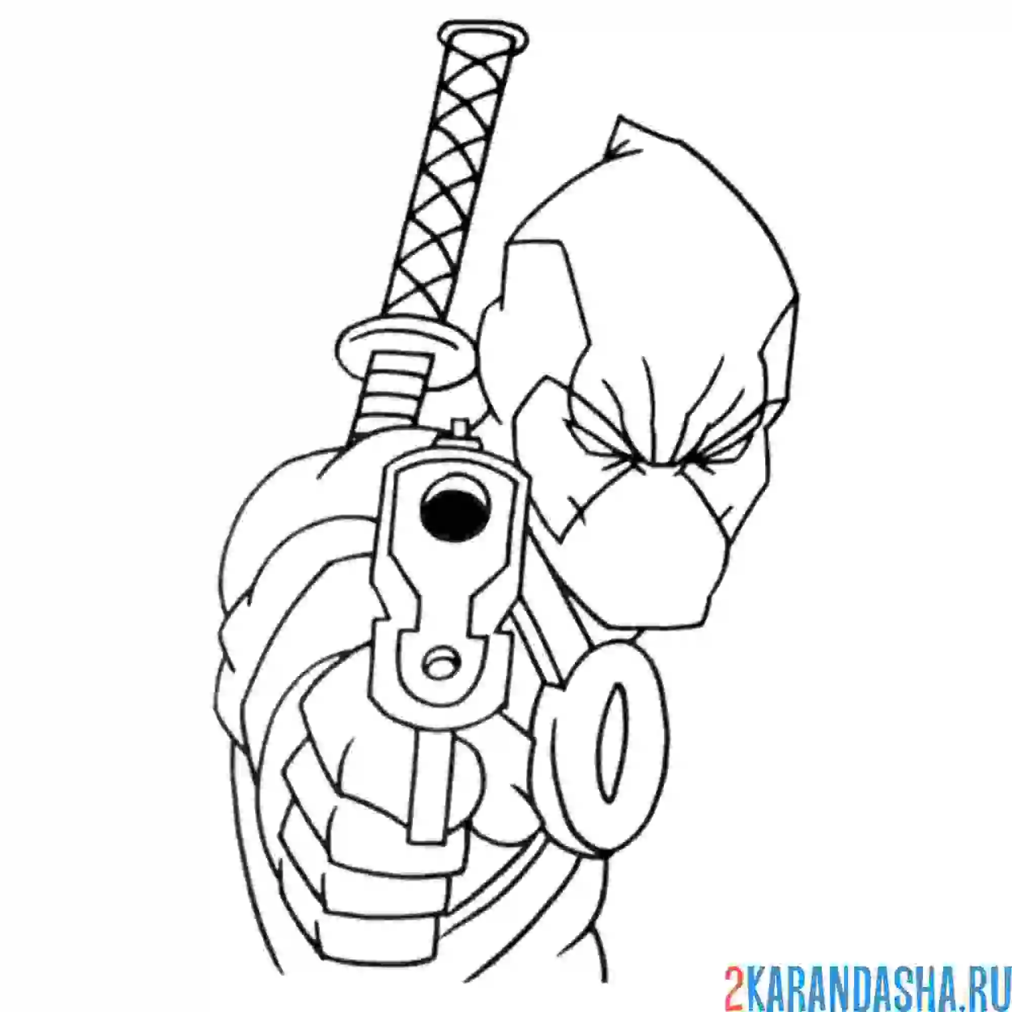 Раскраска дэдпул целится