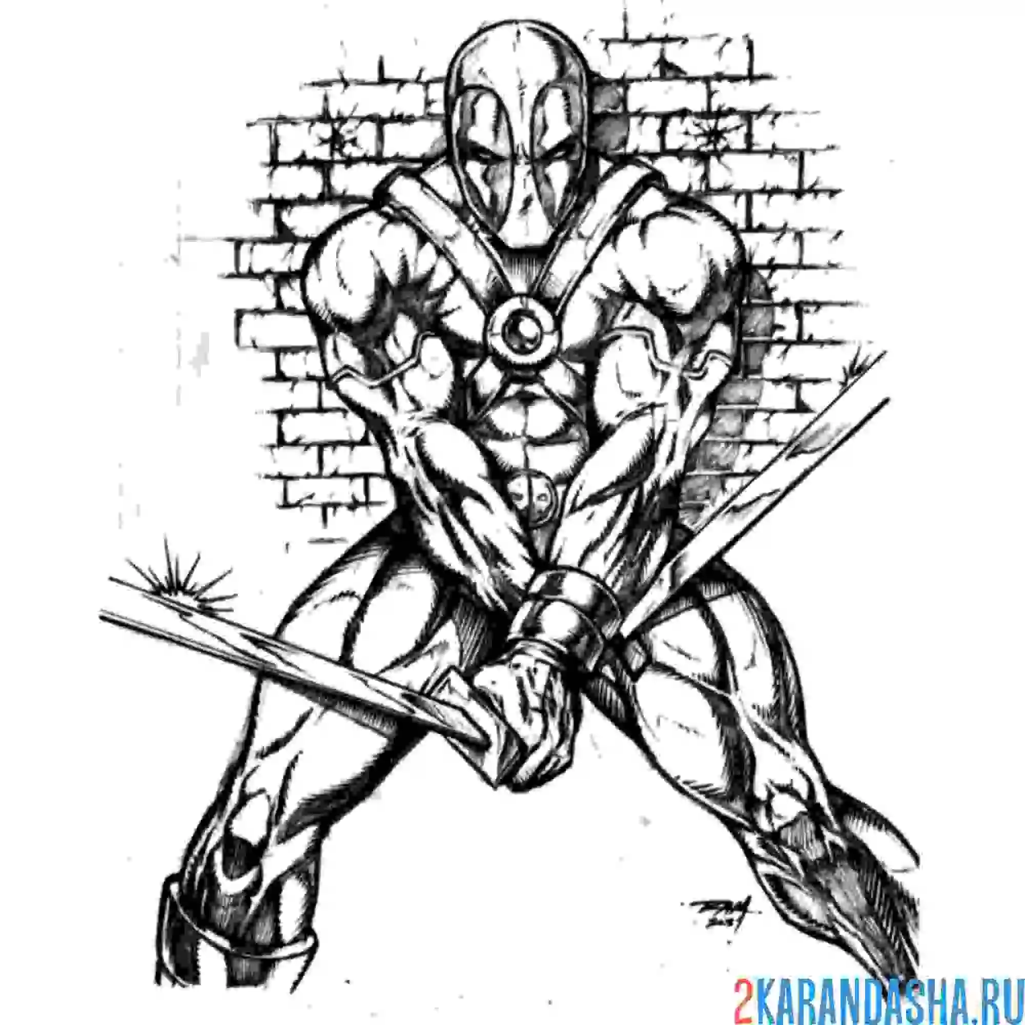 Раскраска дэдпул в городе