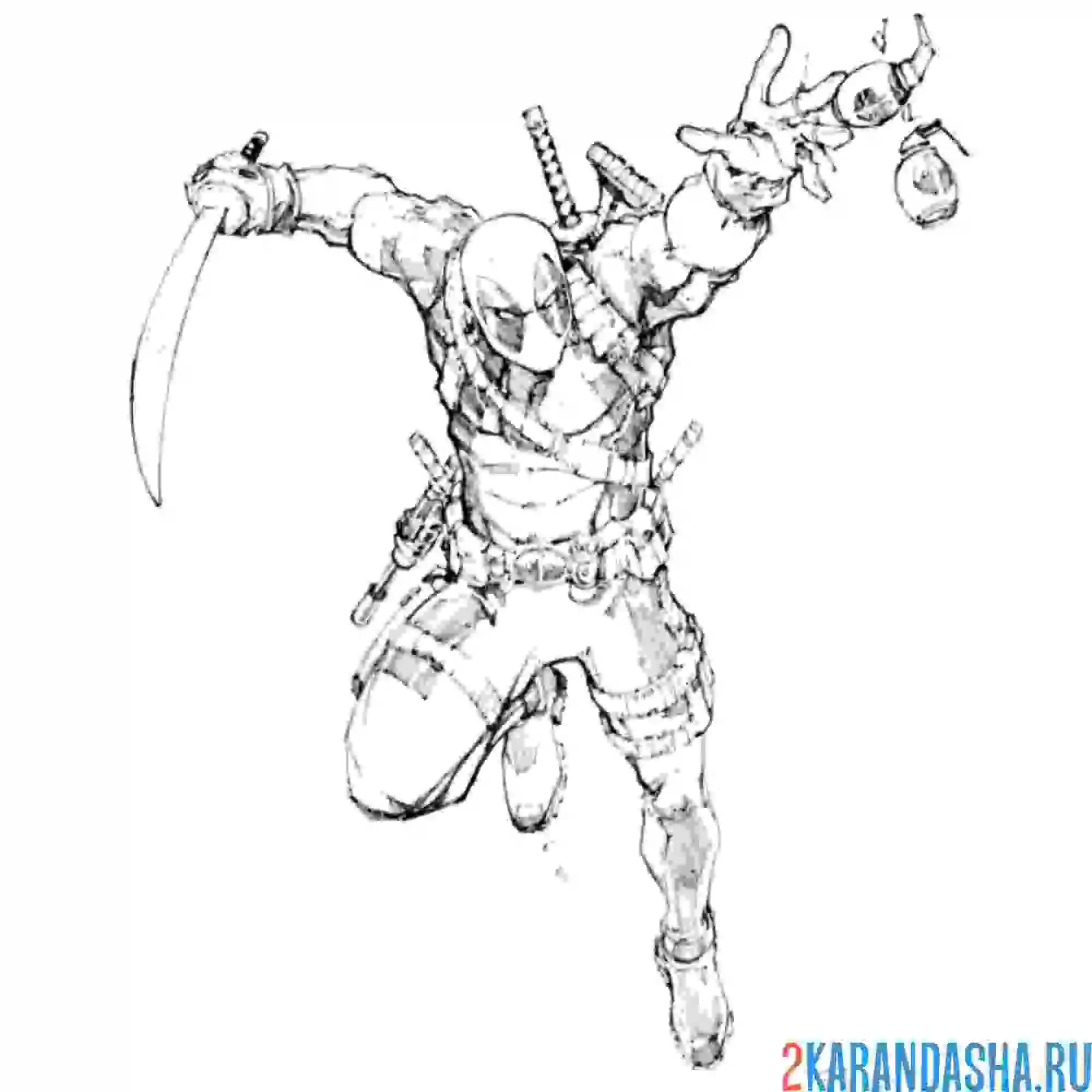 Раскраска дэдпул в полете