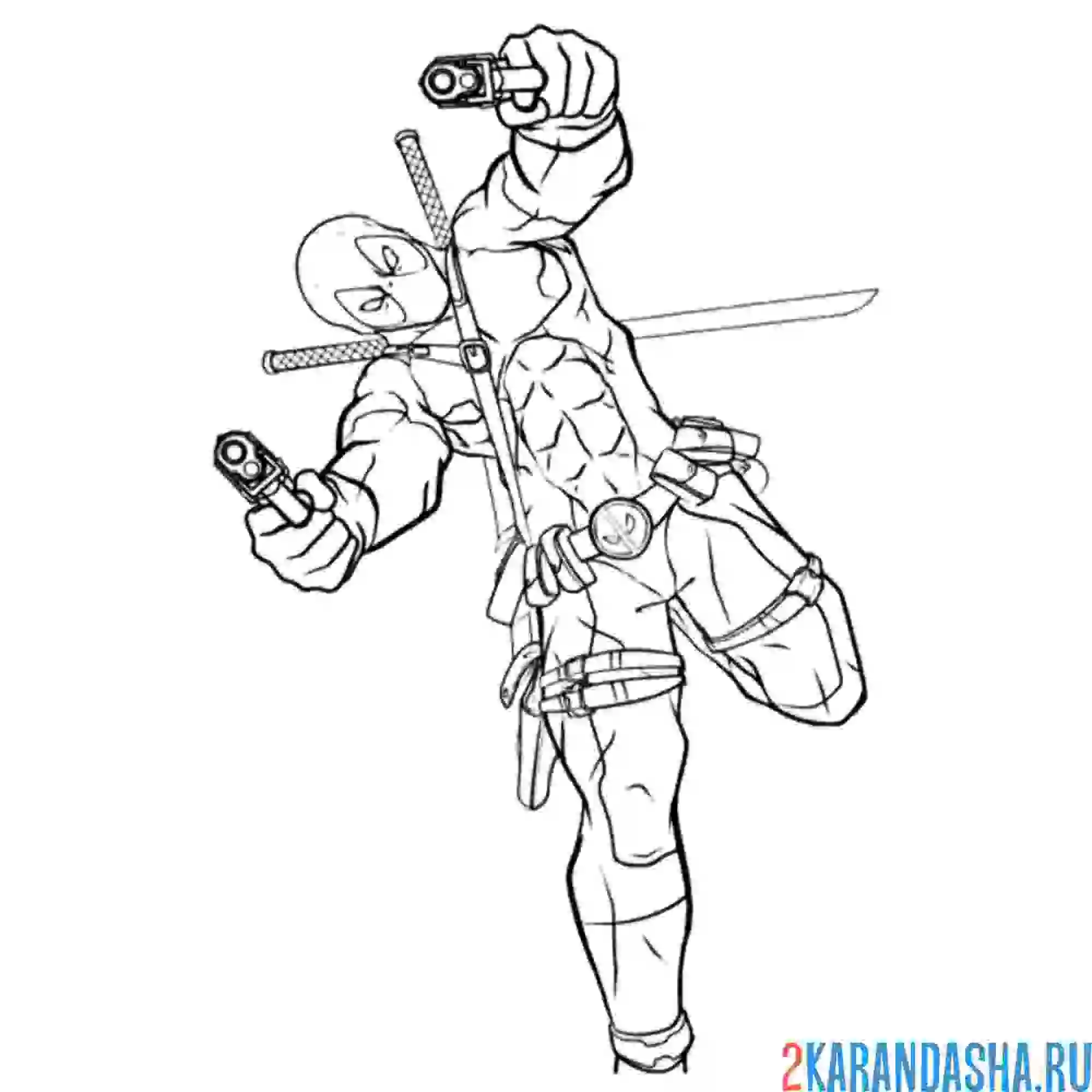 Раскраска дэдпул решил стрелять