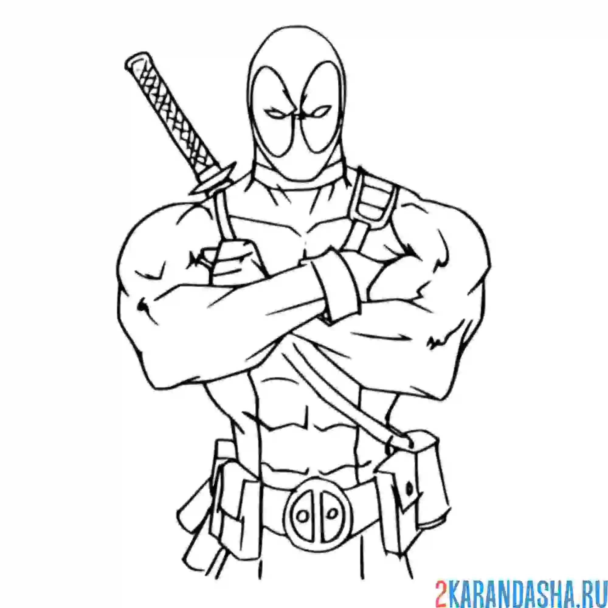 Раскраска дэдпул сосредоточенный