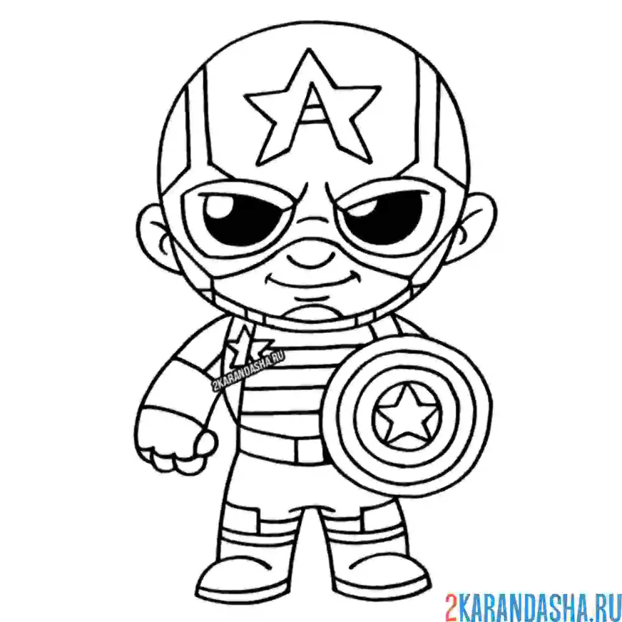 Раскраска мультяшный капитан америка