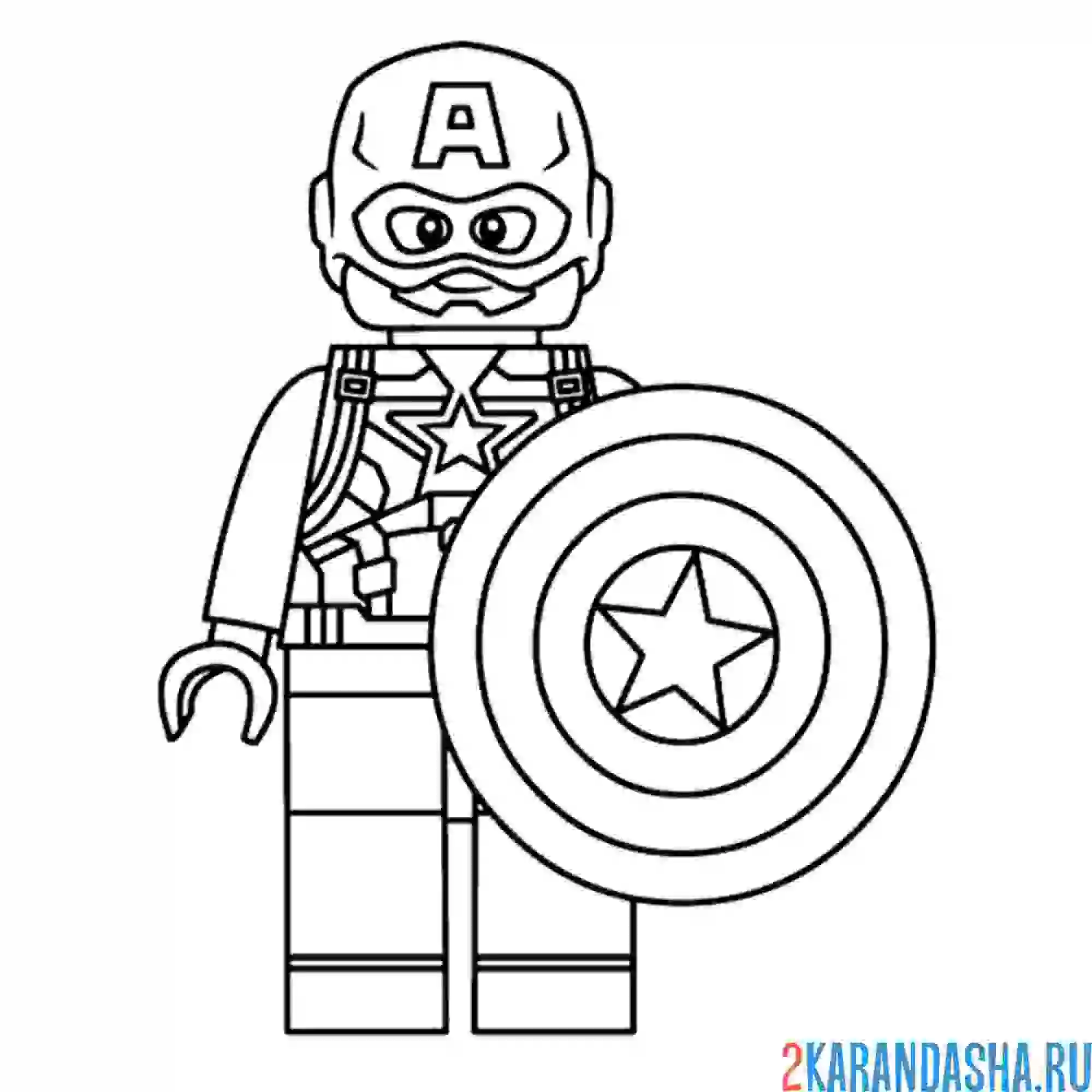 Раскраска лего капитан америка с щитом