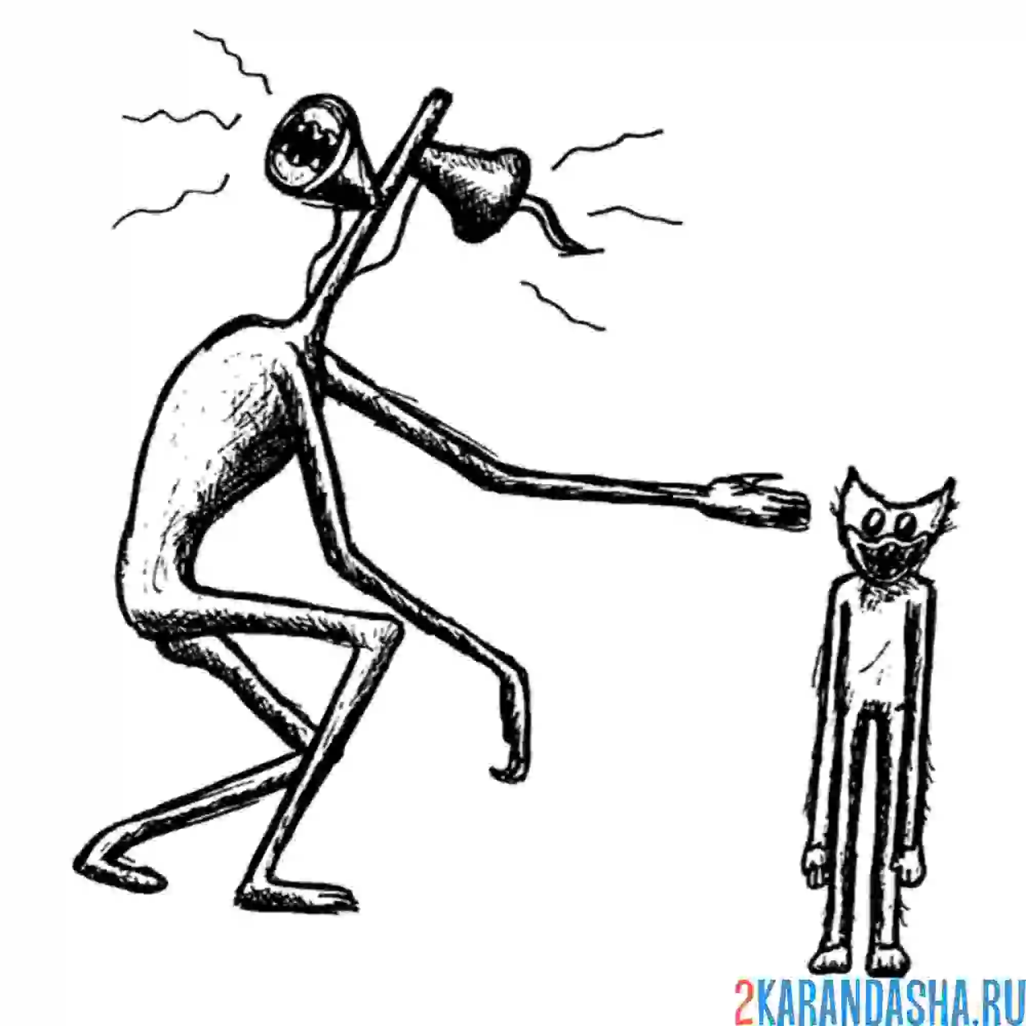 Раскраска сиреноголовый и хагги вагги