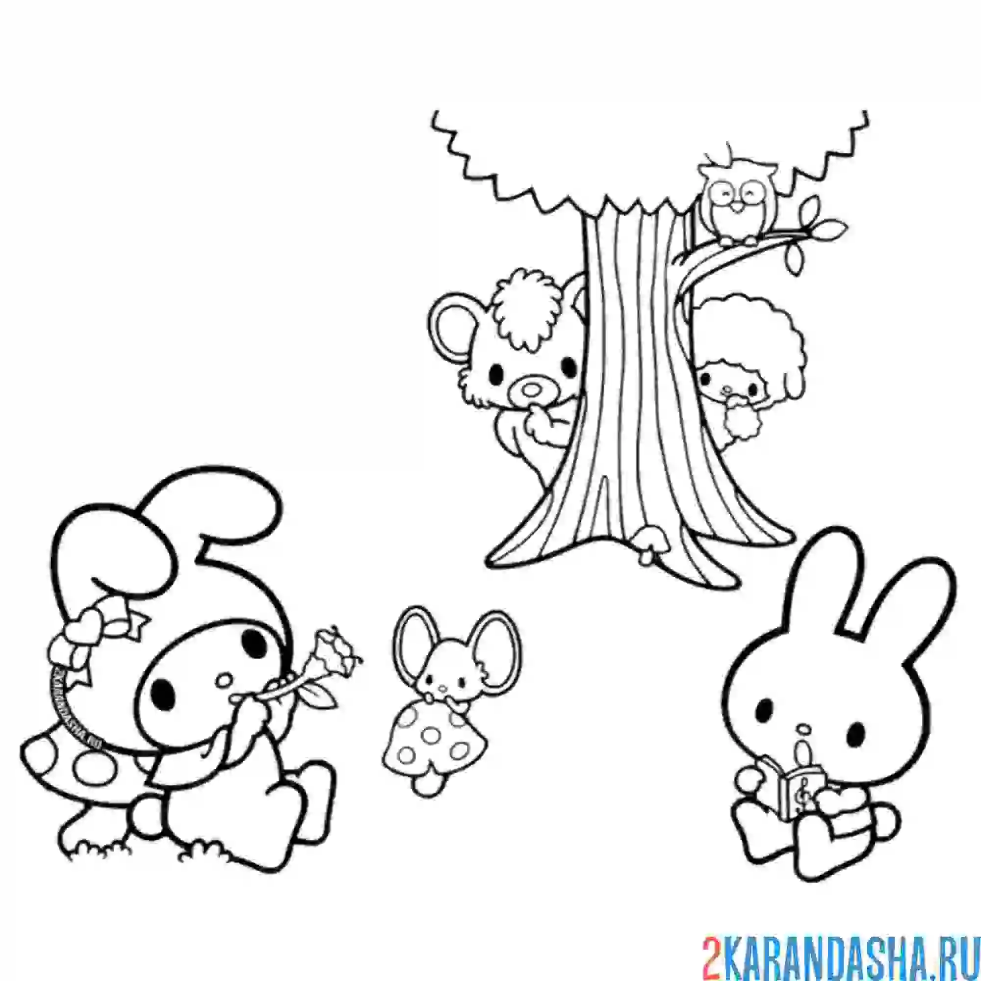 Раскраска май мелоди в лесу