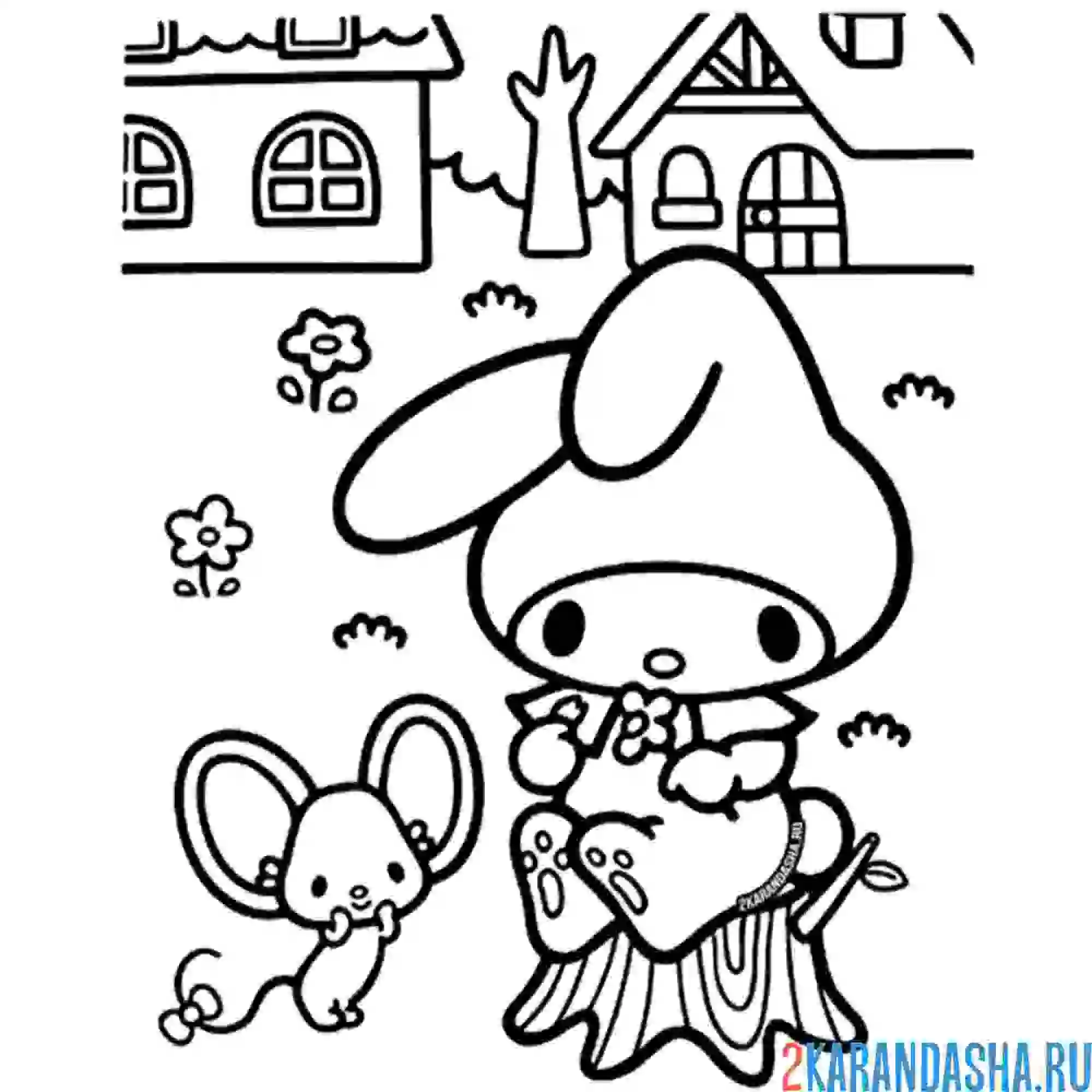 Раскраска май мелоди и мышонок