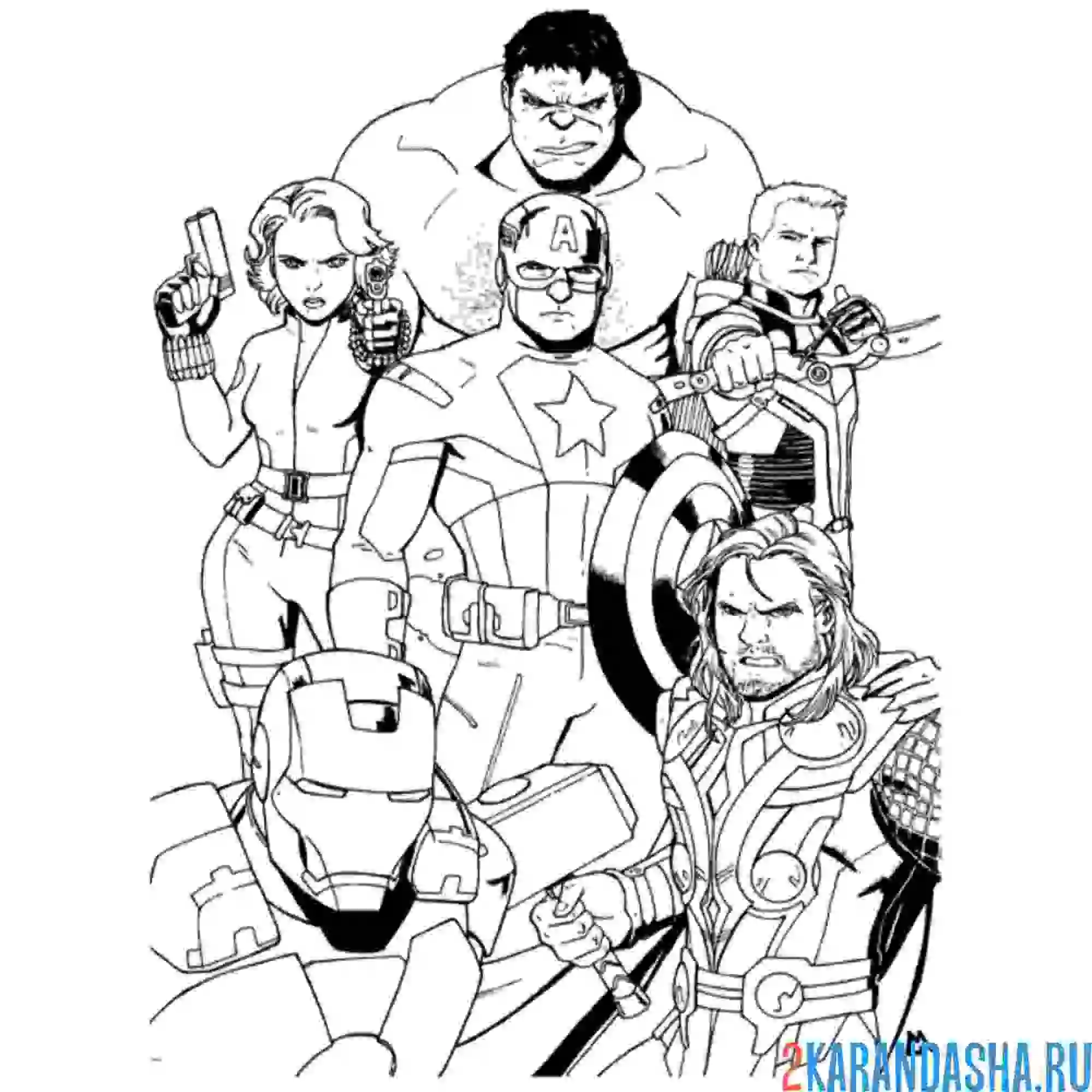 Раскраска марвел супергерои отряд
