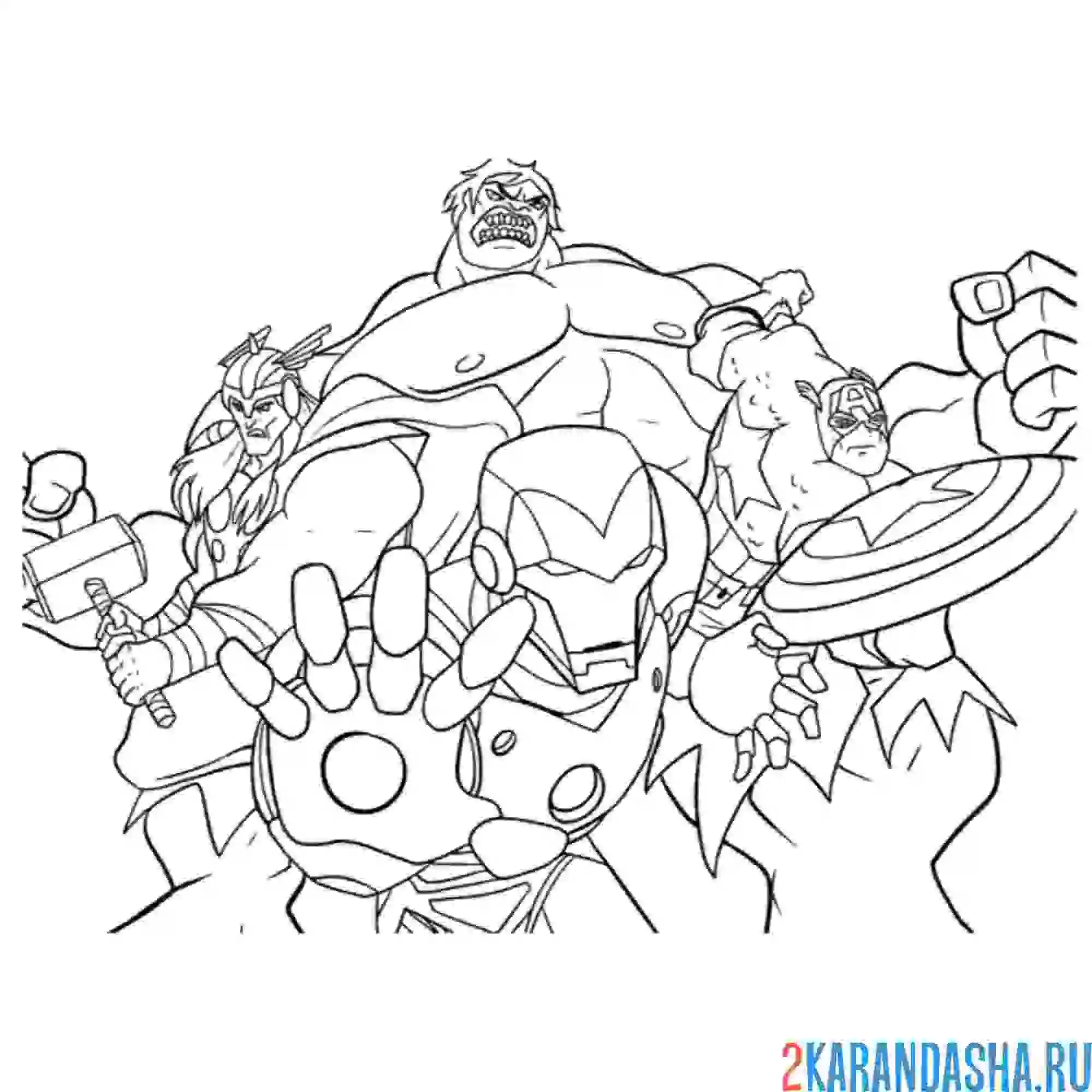 Раскраска смелые герои марвел