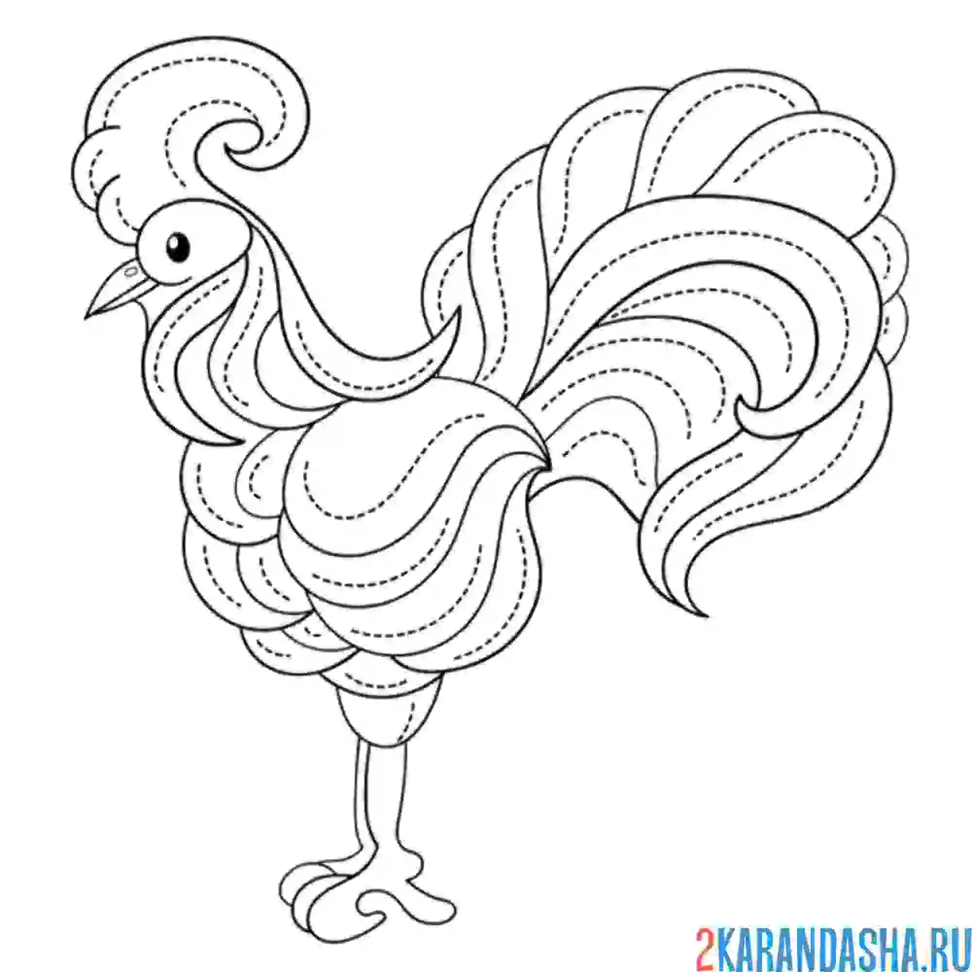 Раскраска необычный петух