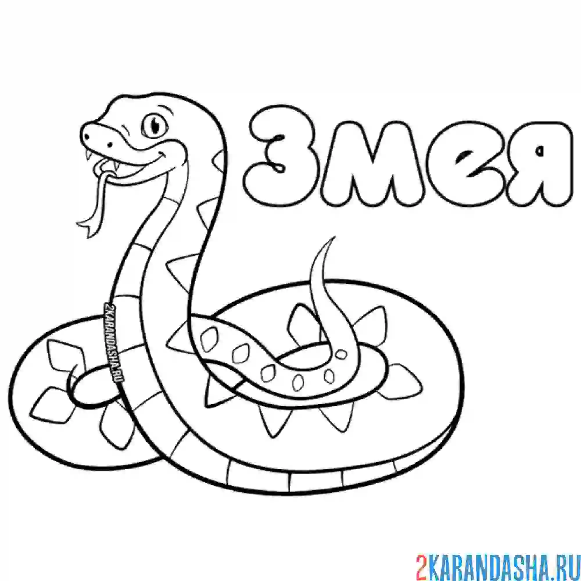 Раскраска крупная змея