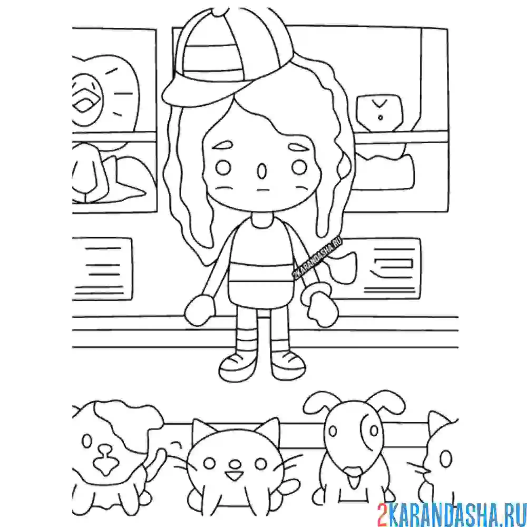 Раскраска тока бока домашние питомцы