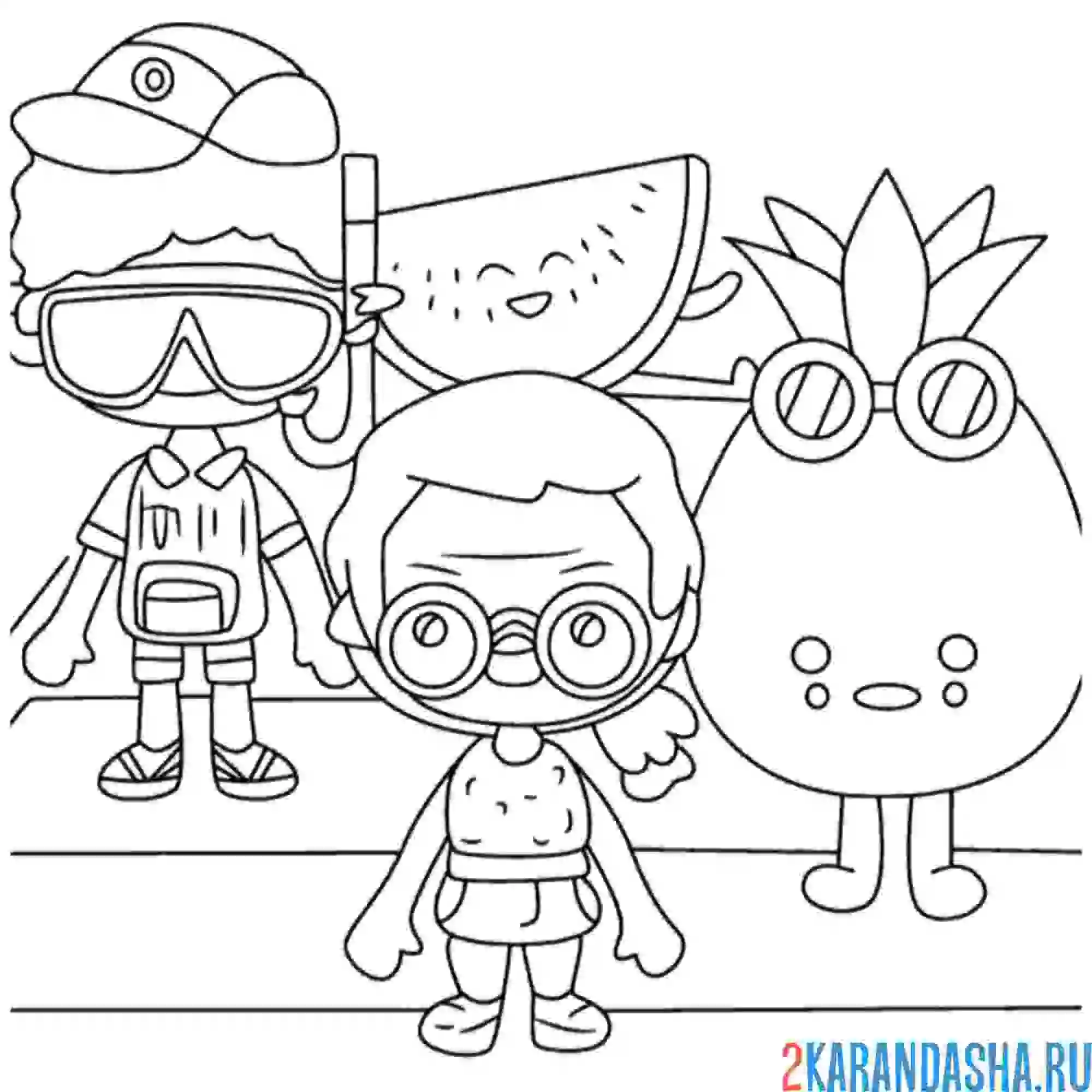 Раскраска toca boca life world ананас