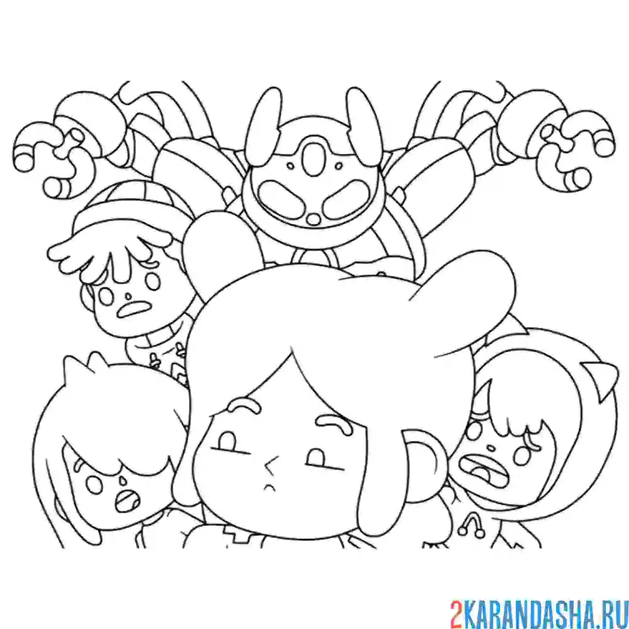 Раскраска toca boca life world кучка персонжей