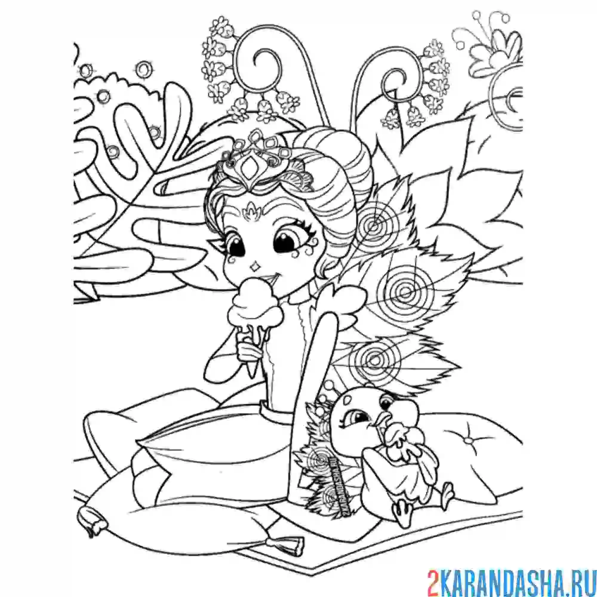 Раскраска пэттер павлина и флэп на пикнике