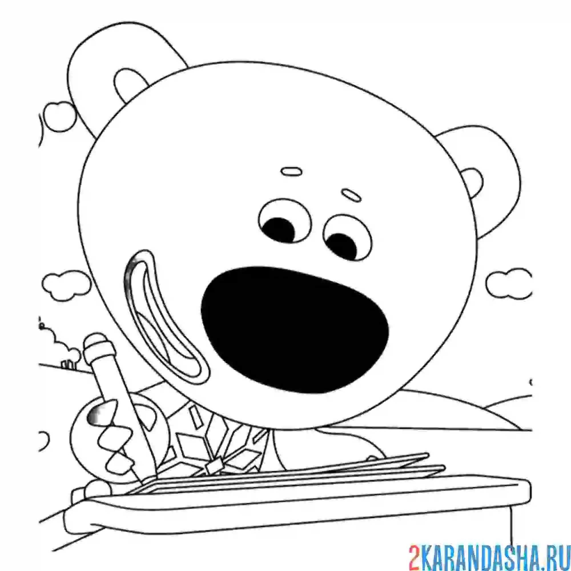 Раскраска ми-ми-мишки тучка пишет