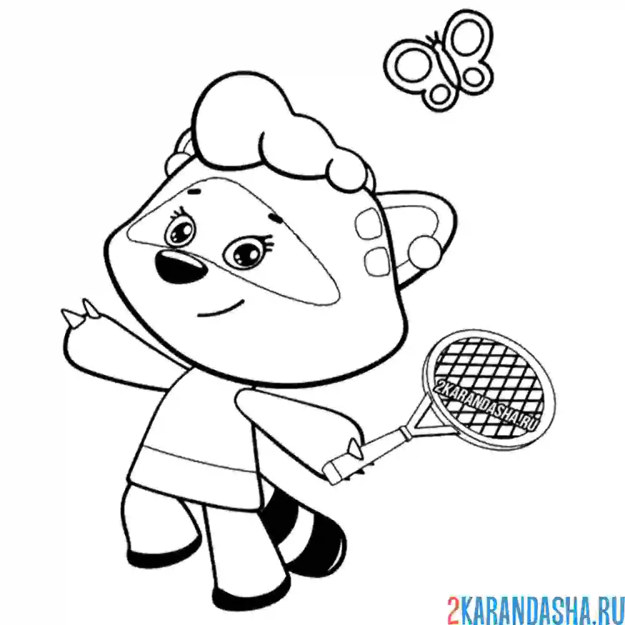 Раскраска соня играет в бадминтон ми-ми-мишки