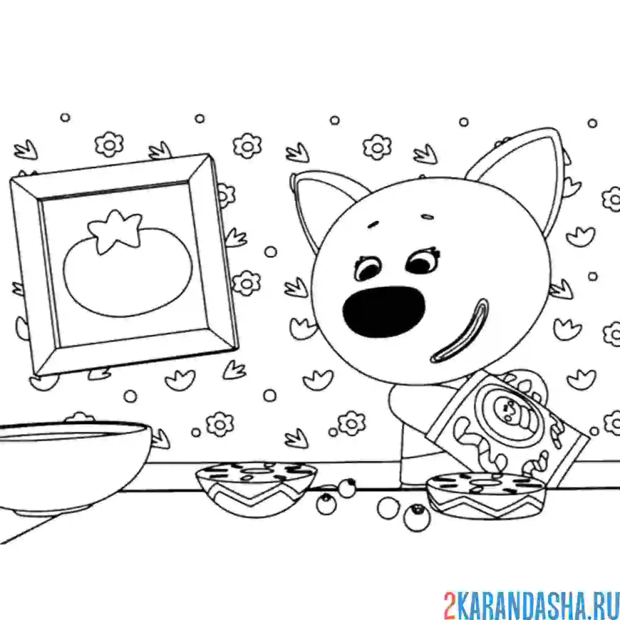 Раскраска ми-ми-мишки лисичка печет