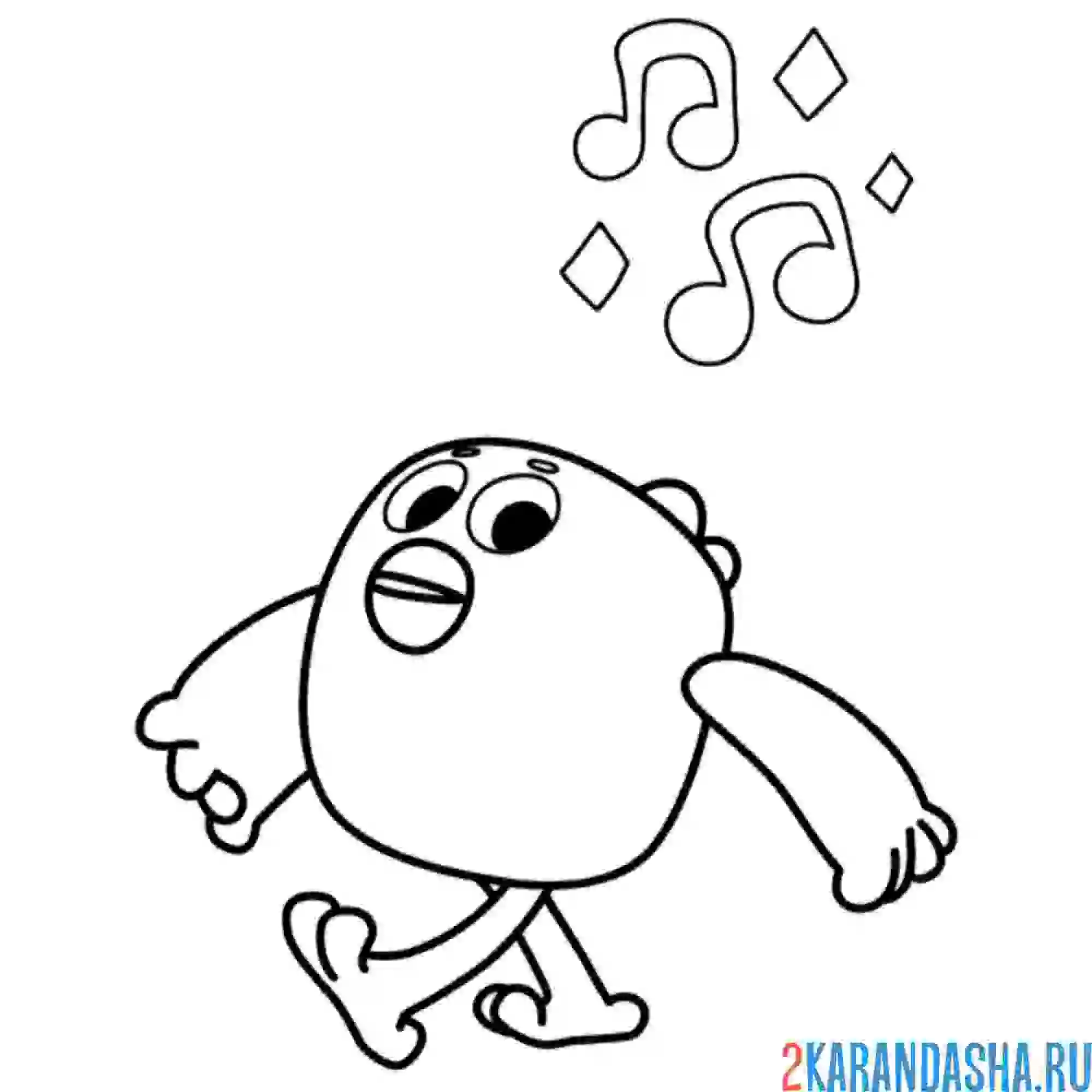 Раскраска цыпа слушает музыку ми-ми-мишки