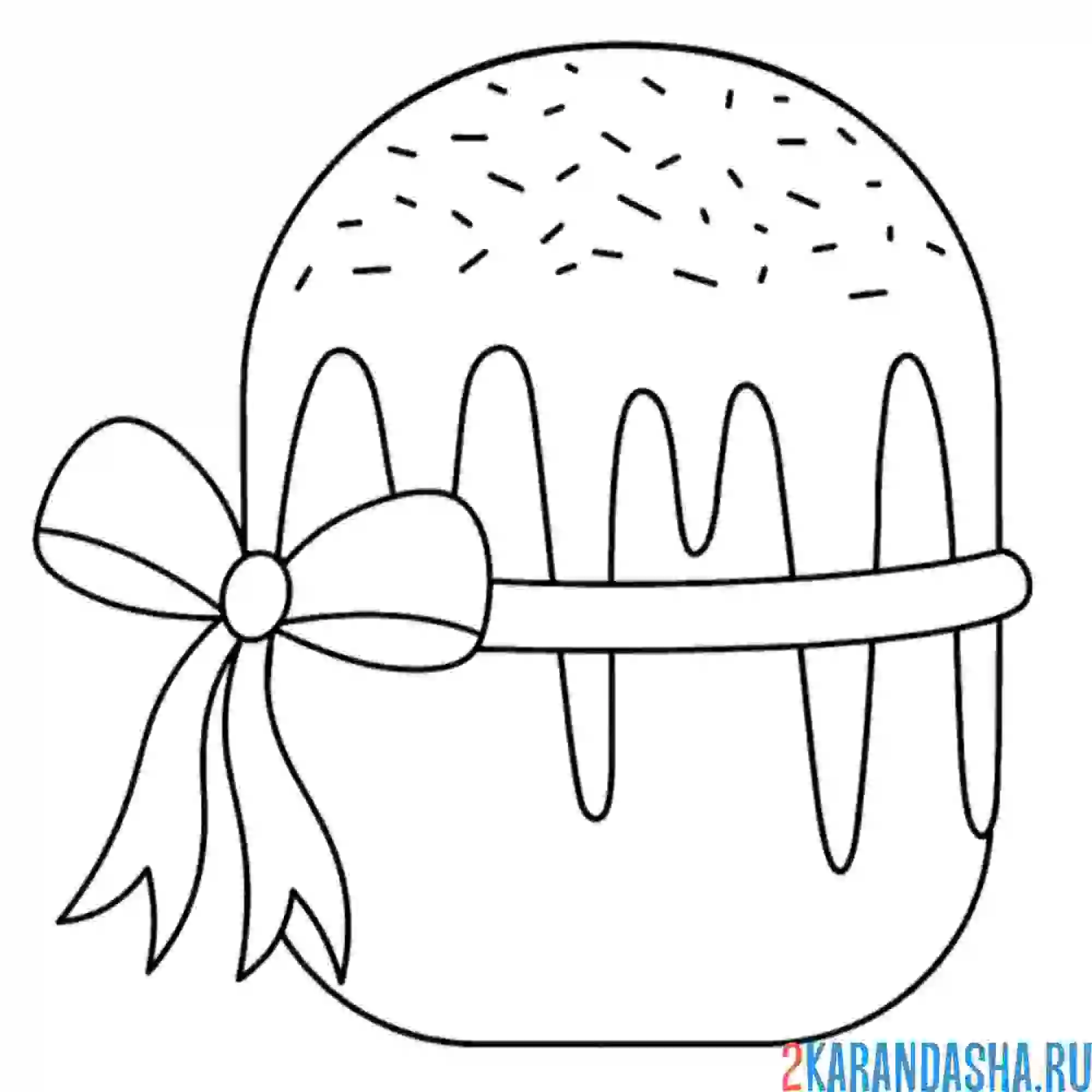 Раскраска кулич пасхальный с ленточкой