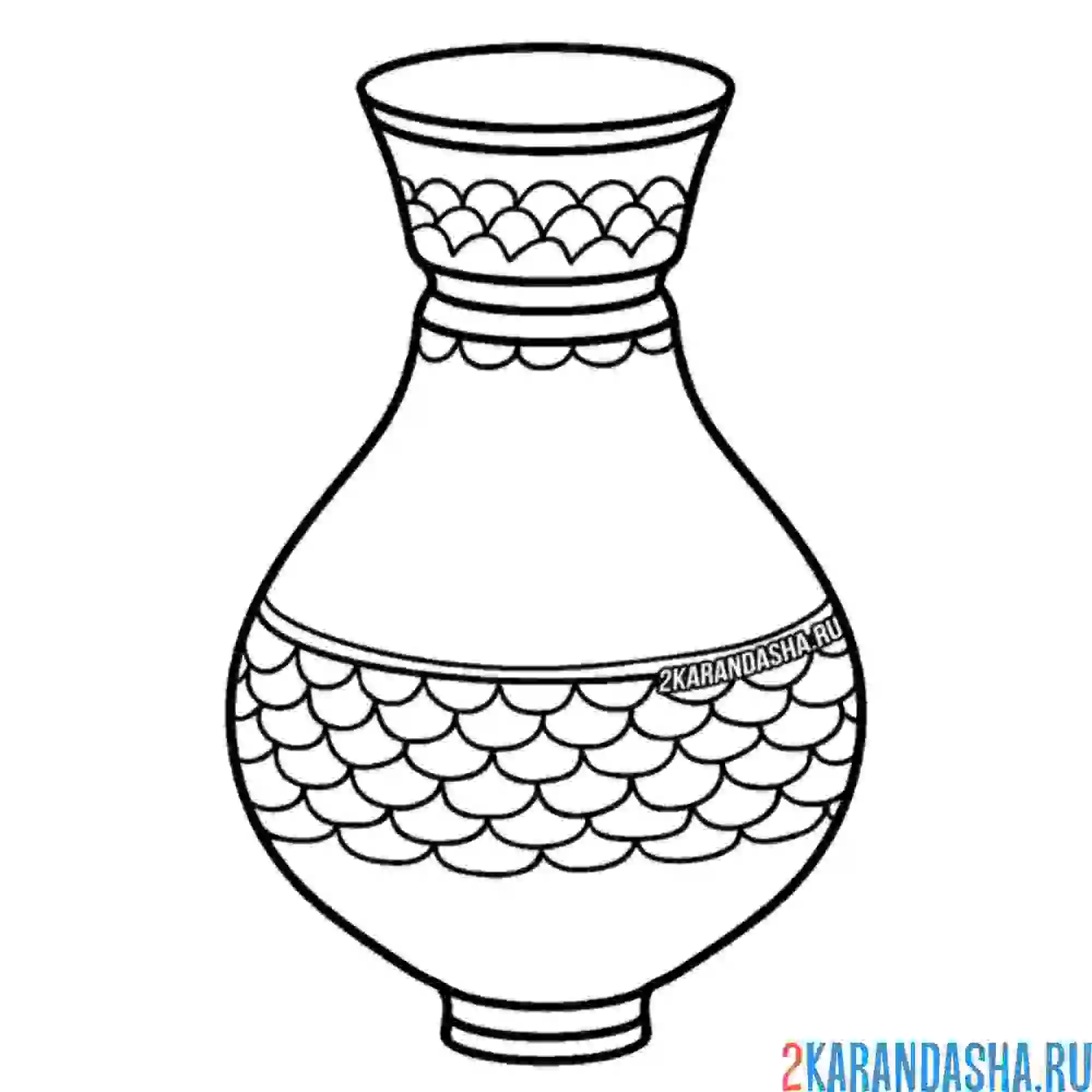 Раскраска ваза с узором чешуя