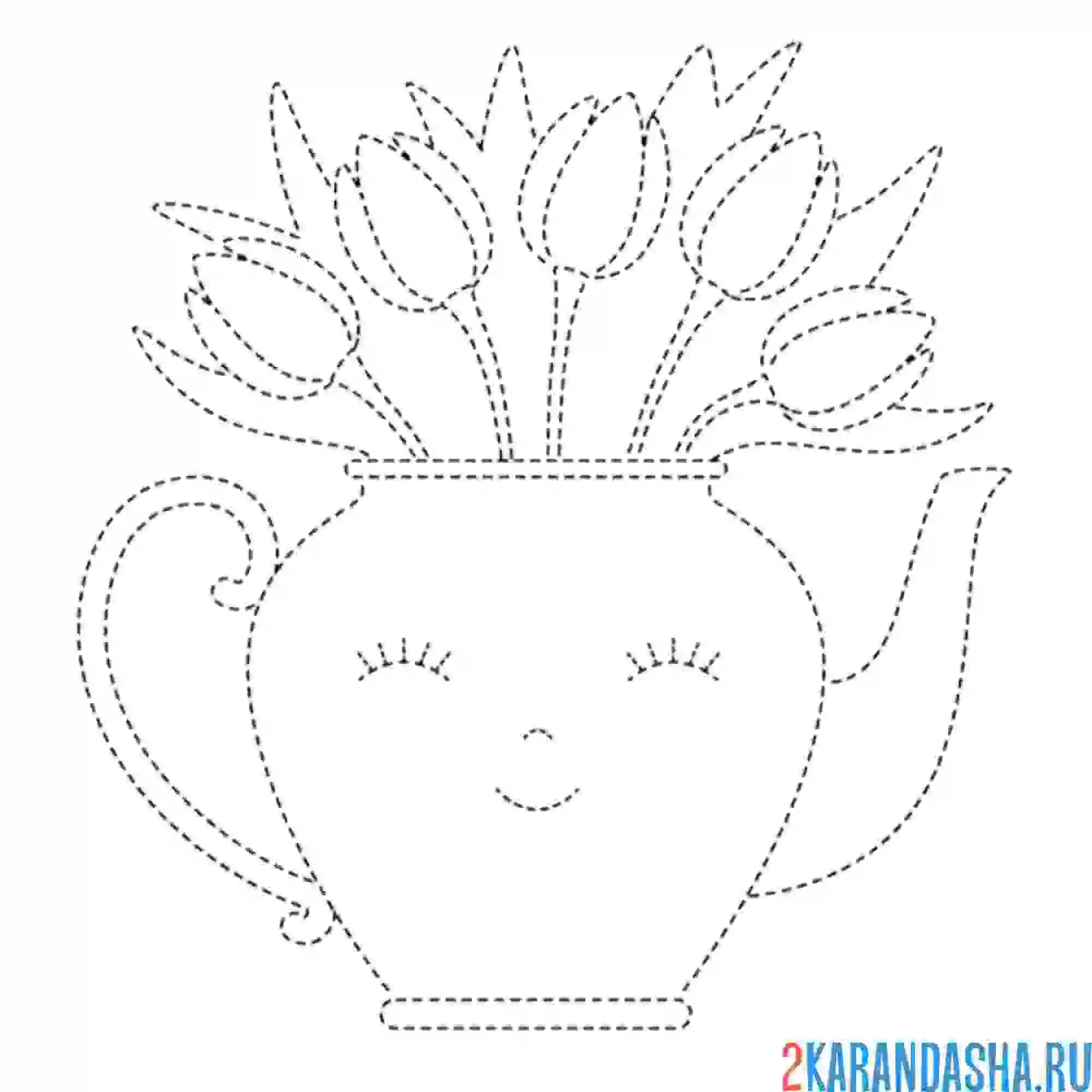 Раскраска обведи по линиям вазу чайник