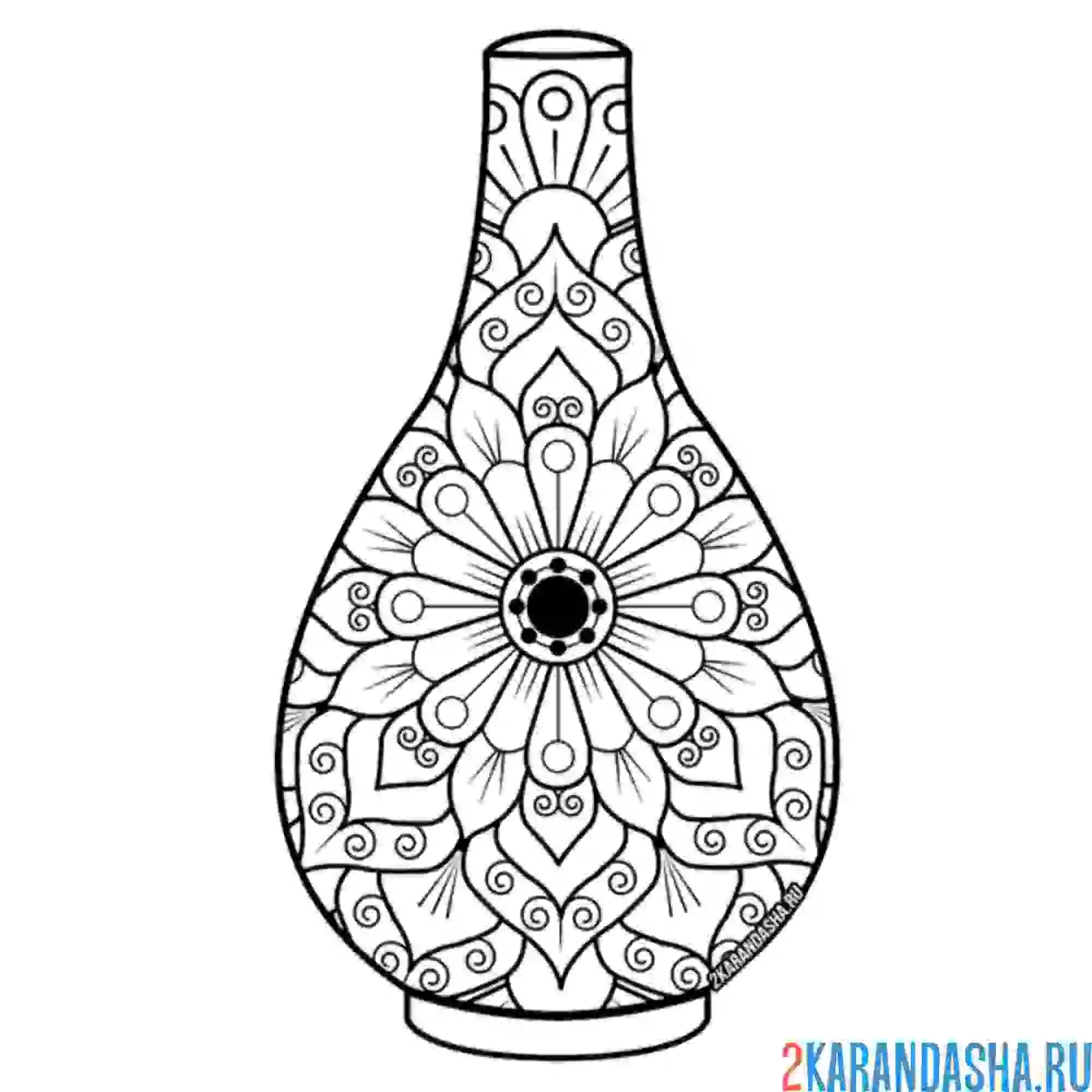 Раскраска ваза с индийским мотивом