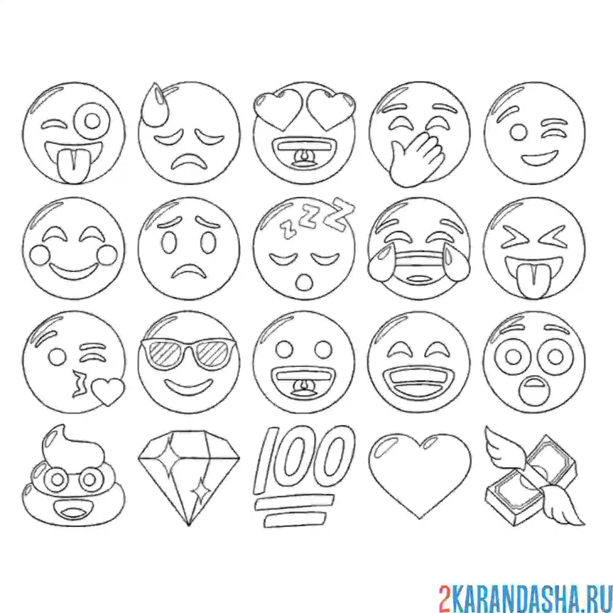 Раскраска смайлики emoji деньги