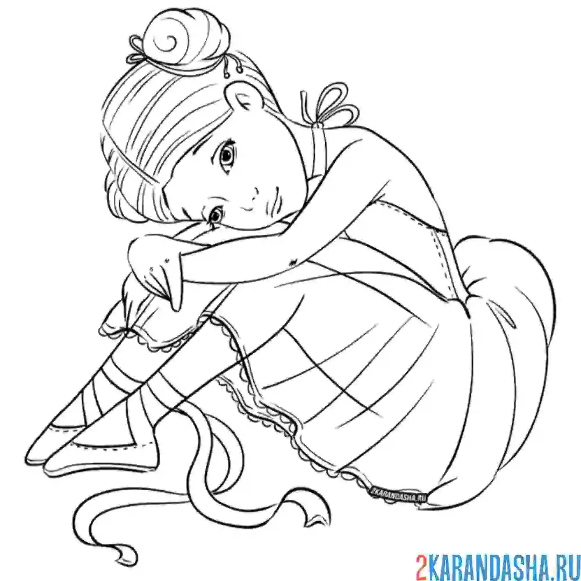 Раскраска балерина в пуантах задумалась