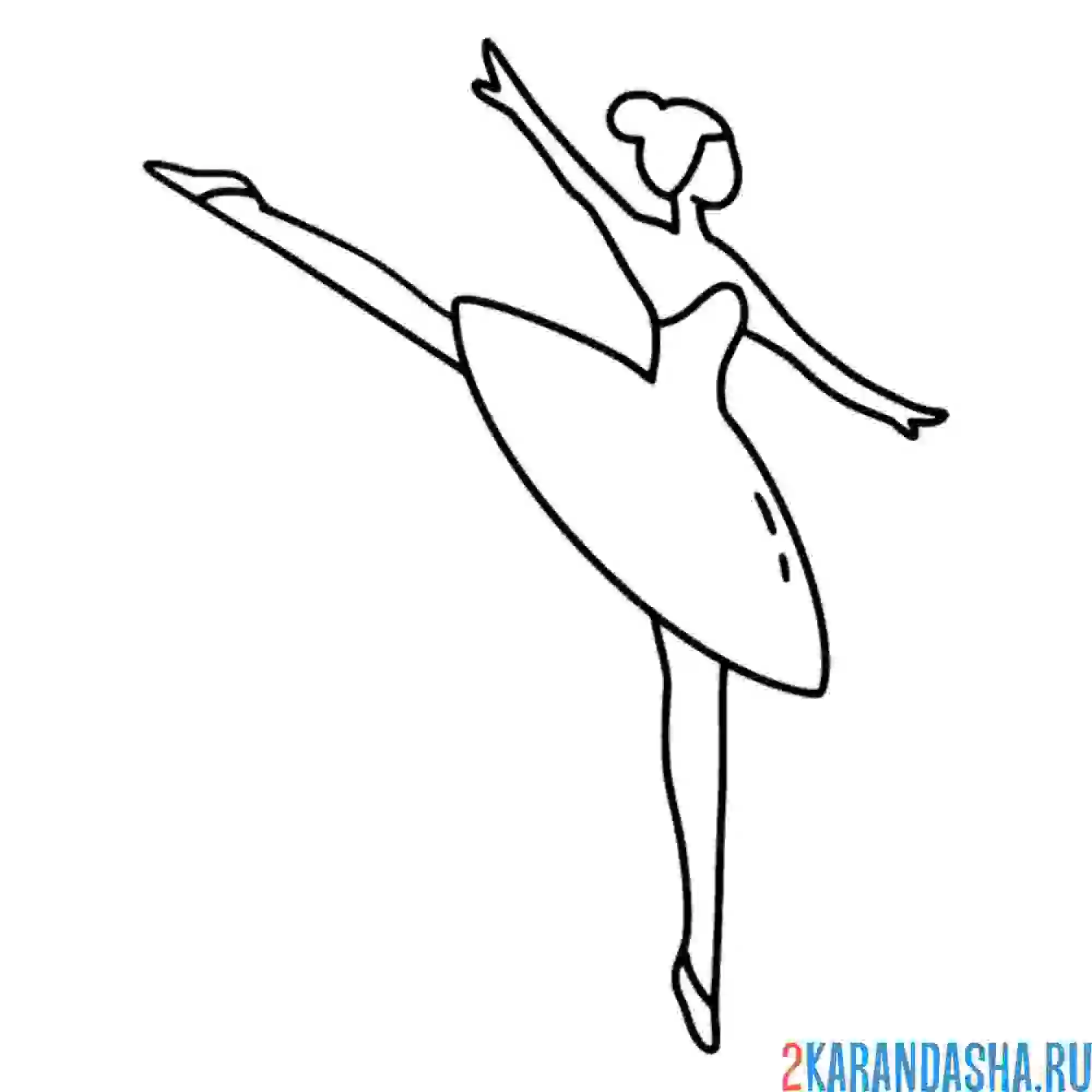 Раскраска балерина простой рисунок